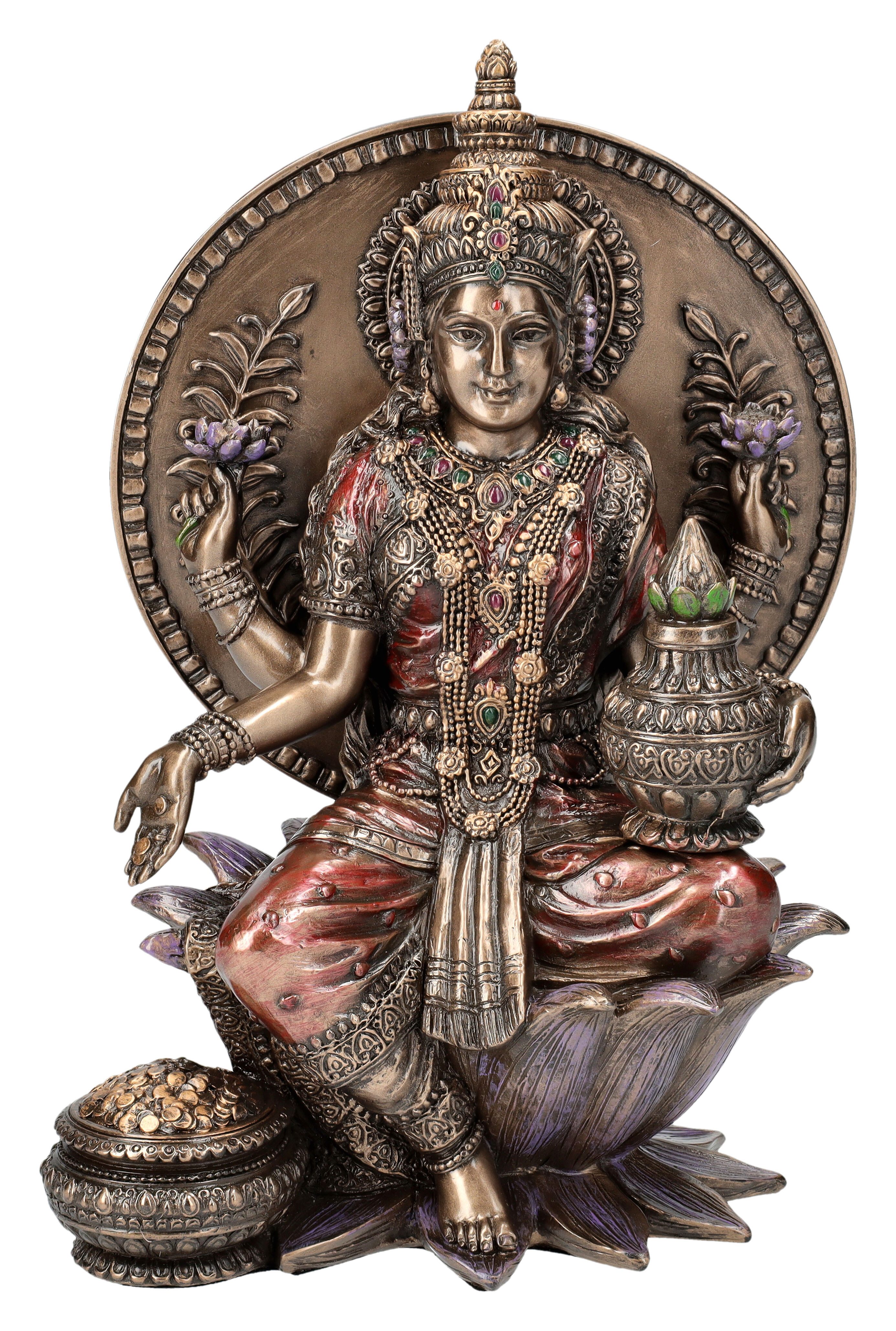 Dekofigur Indische Götter Figur - Lakshmi groß - Hindu Gott Dekofigur Mythologie