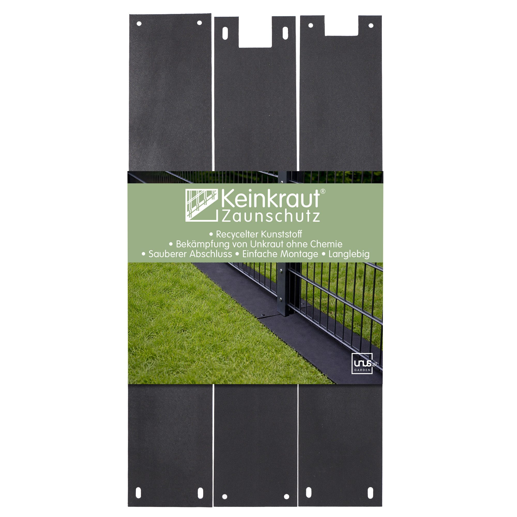 UNUS GARDEN Unkrautvlies Keinkraut® Zaunschutz Unkrautschutz, (9er Set), saubere Mähkante, Schutz vor Unkraut unter dem Gartenzaun
