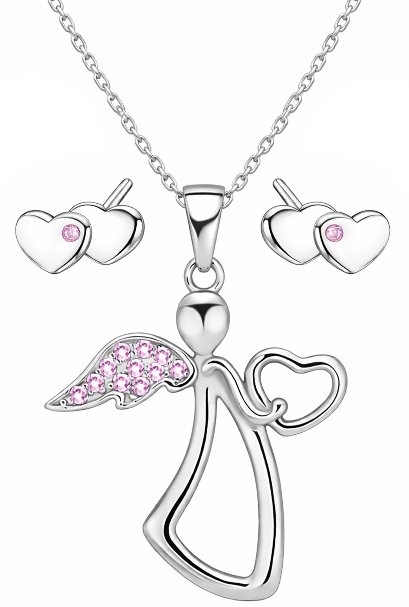 Limana Schmuckset Kinder Mädchen Schmuck 925 Silber Hez Ohrringe Engel Kette Ohrstecker (Kinderschmuck inkl. Dose Silberschmuck Geschenk für Geburtstag), Ostern Einschulung Schulanfang Nikolaus Kommunion Weihnachten