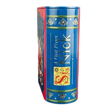 MediMuc Keksdose Buchdose St. Nick - nostalgische Dose aufwändig geprägt, blau/rot