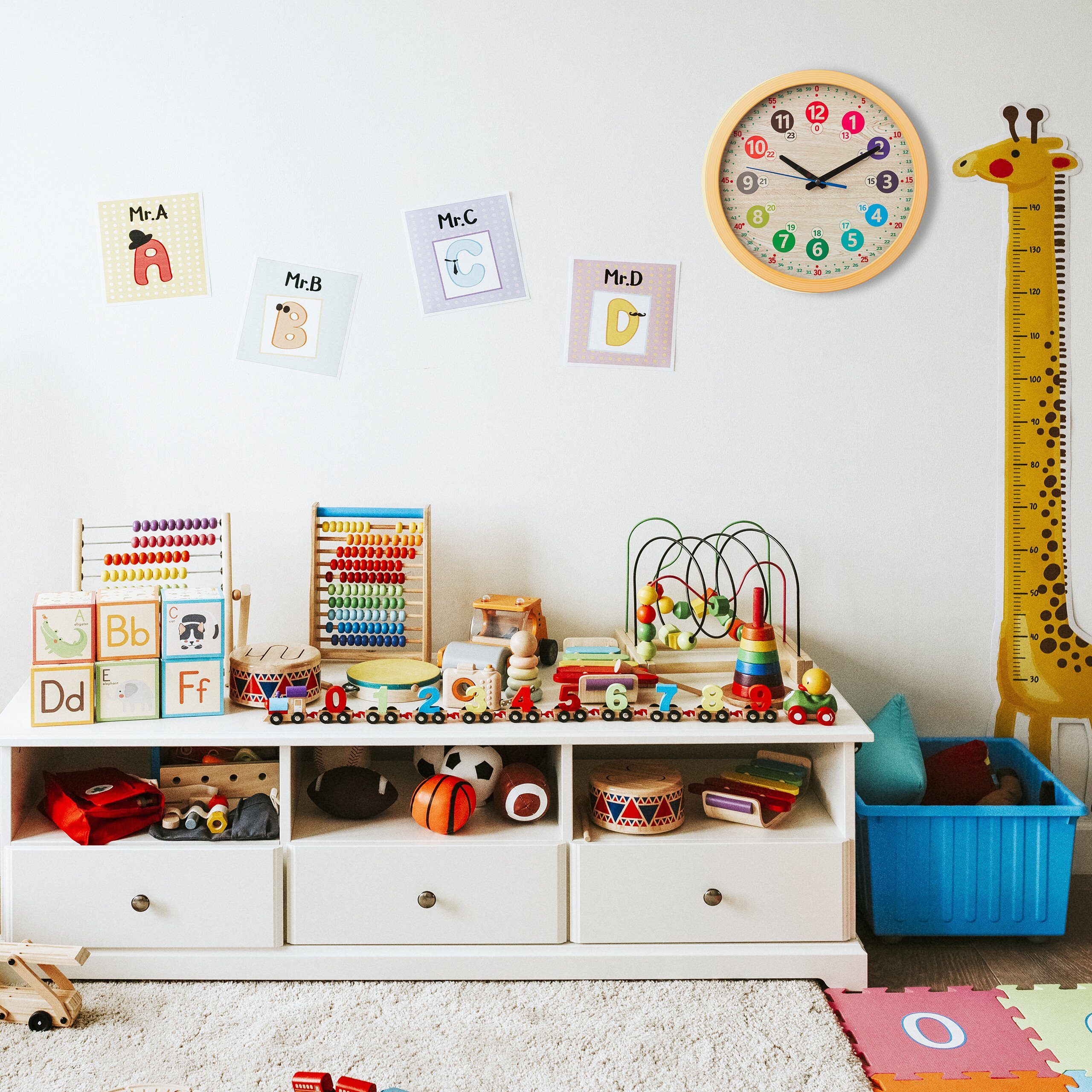 relaxdays Wanduhr Bunte Wanduhr für Kinder günstig online kaufen