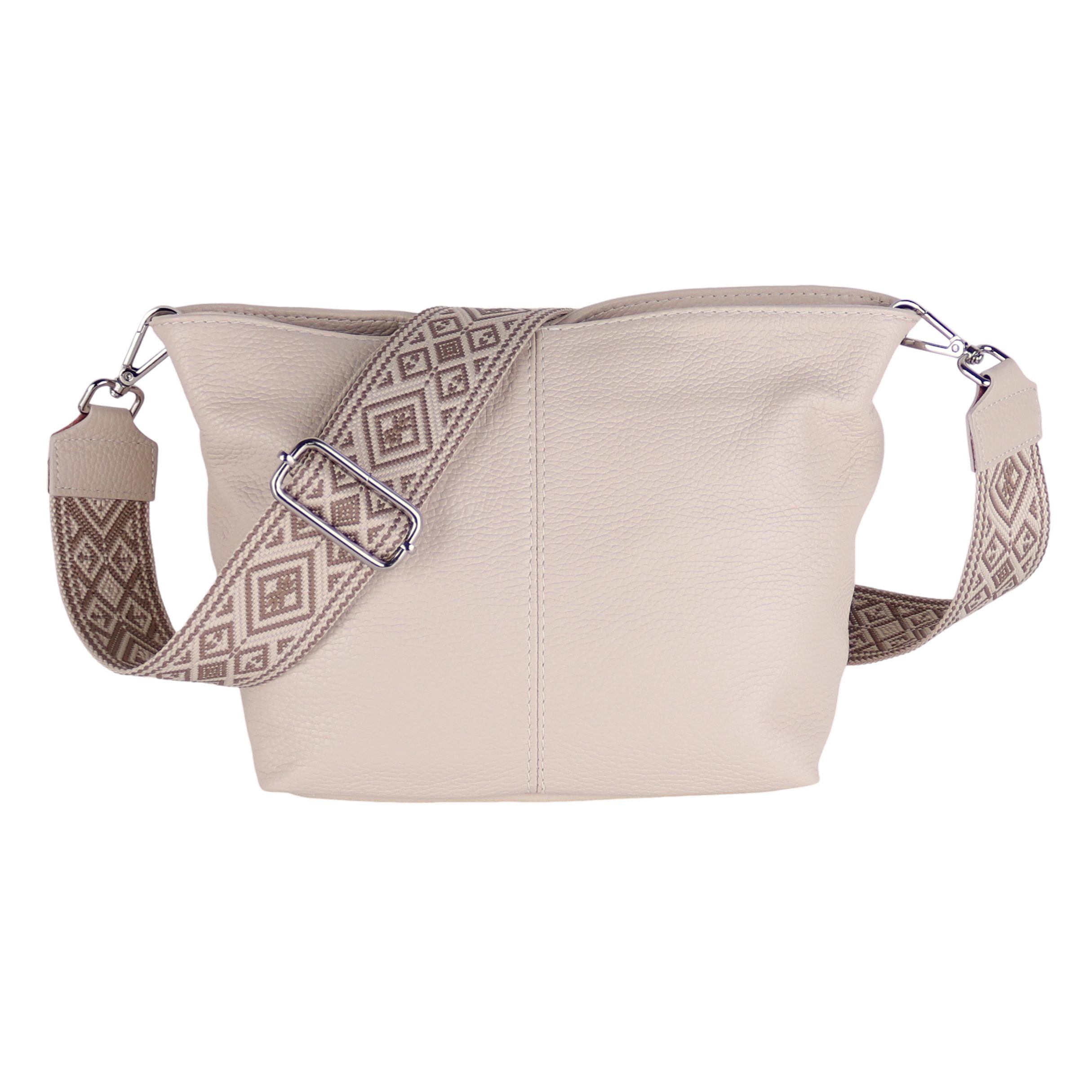MIRROSI Umhängetasche Damen Crossbody Bag, Echtleder Made In Italy (Schultertasche für jeden Anlass (1 Tasche & 2 Gurte), BOHO Style), 30x20x13cm, gemusterten& verstellbaren Schulterriemen