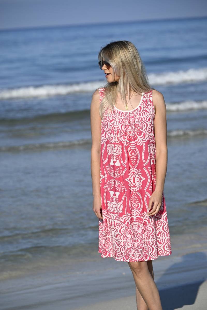 Ringella Sommerkleid im Ornament-Alloverprint mit Biesen am Ausschnitt aus weicher Baumwolle/Modal-Mischung