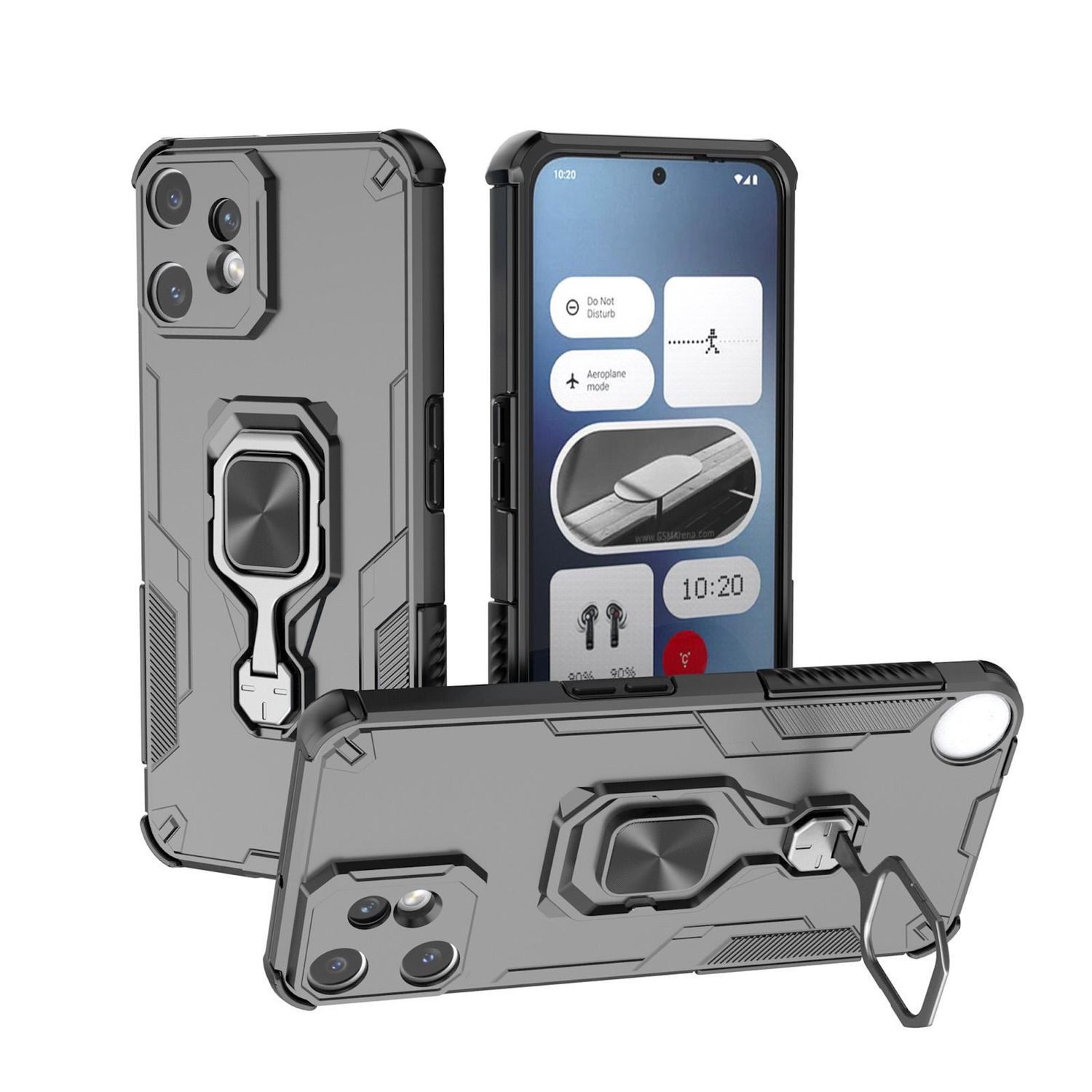 Wigento Handyhülle Für Nothing CMF Phone 2 Pro TPU / PC Magnet Ring Halter Hülle Schwarz, Stoßfeste Hülle mit magnetischem Ringhalter