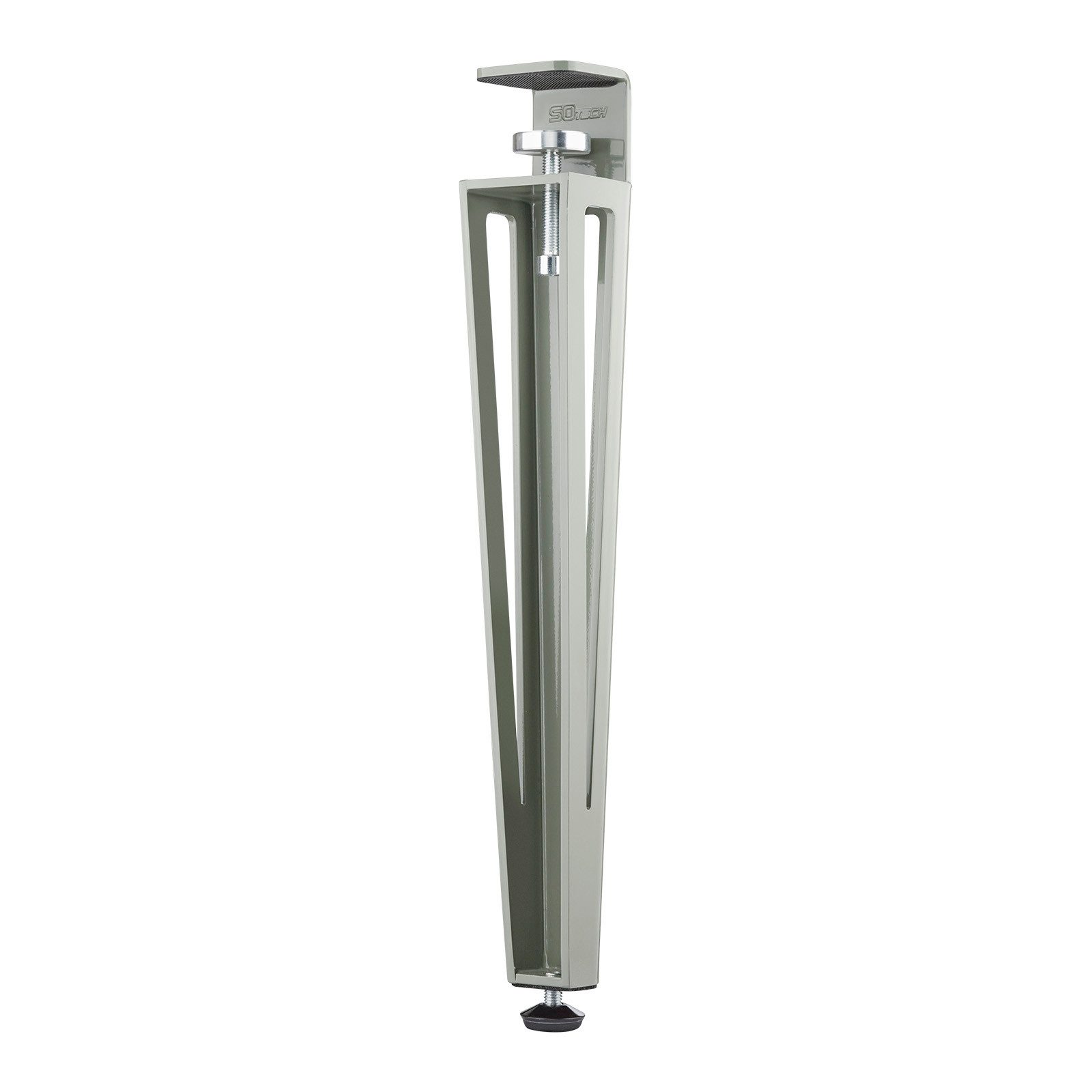 SO-TECH® Tischbein ColorLine in F-Form konisch zulaufend von 70 auf 40 mm, mit Klemmschraube (ohne Bohren) - grau - Höhe 464 mm - 1x