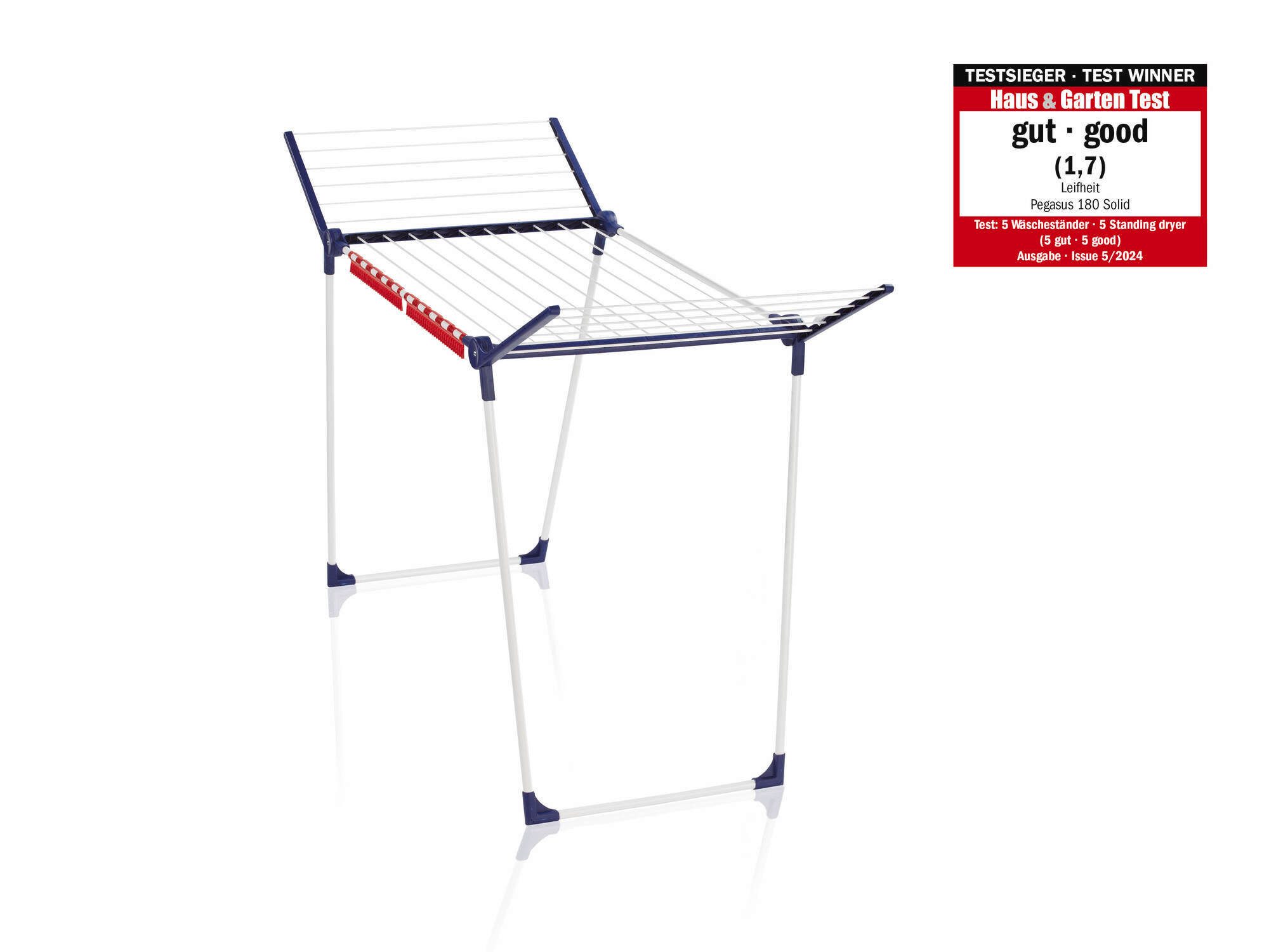 Leifheit Wäscheständer Standtrockner Pegasus 180 Solid, 18m Trockenlänge, 105cm Flügelhöhe, Kleinteilehalter, stabiler Stand