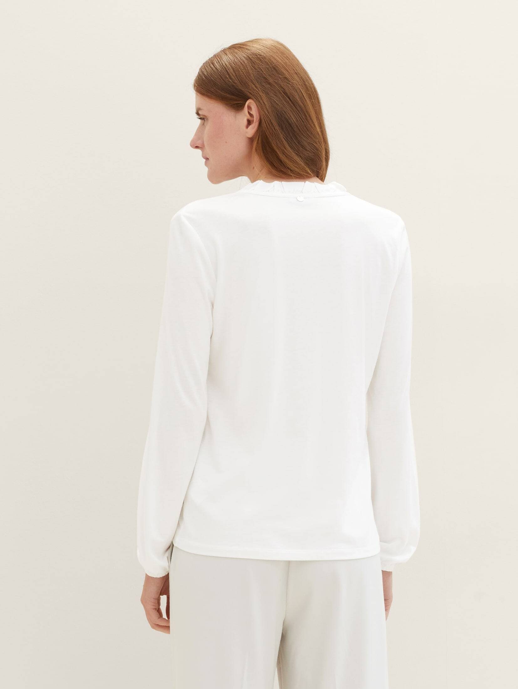 White TENCEL(TM) mit Langarmshirt Modal Whisper T-Shirt TAILOR TOM