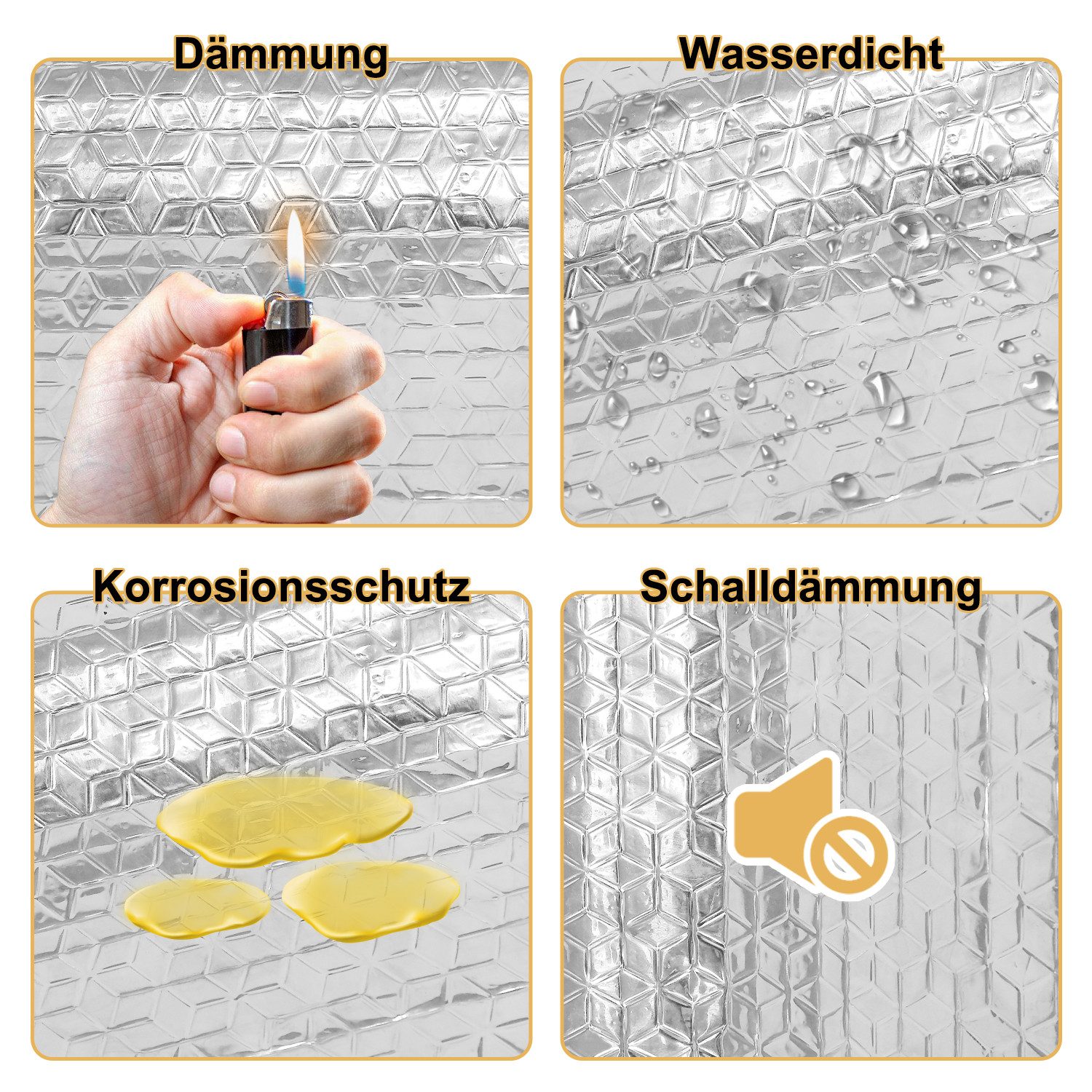 Clanmacy Dämmplatte 50*400cm 2mm Alubutyl Dämmmatte Selbstklebend Fahrzeugdämmung Matte – Bild 5 von 5