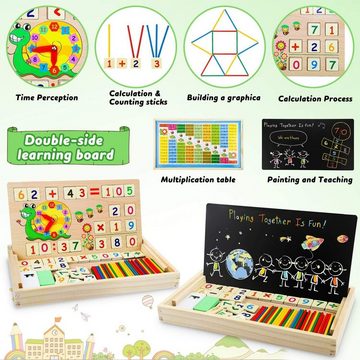 LENBEST Lernspielzeug Mathe Montessori Spielzeug Spiele mit Zählstäbchen Einmaleins (Lernspiele Kinderspiele Holzspielzeug), Jungen Mädchen - Geschenke