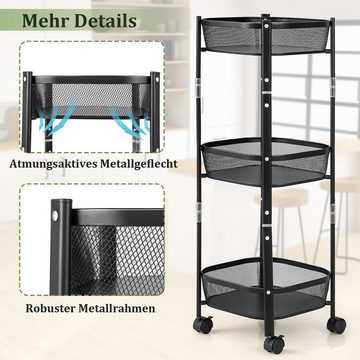 COSTWAY Rollwagen Küchenwagen mit 3 Etagen, Allzweckwagen 38 x 38 x 87 cm