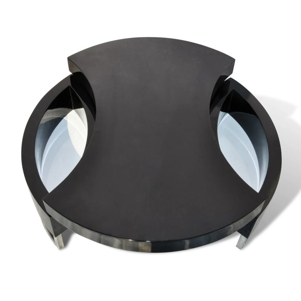 Design Couchtisch drehbar Hochglanz-Schwarz Tischplatte,Wohnzimmertisch,exklusiven DOTMALL