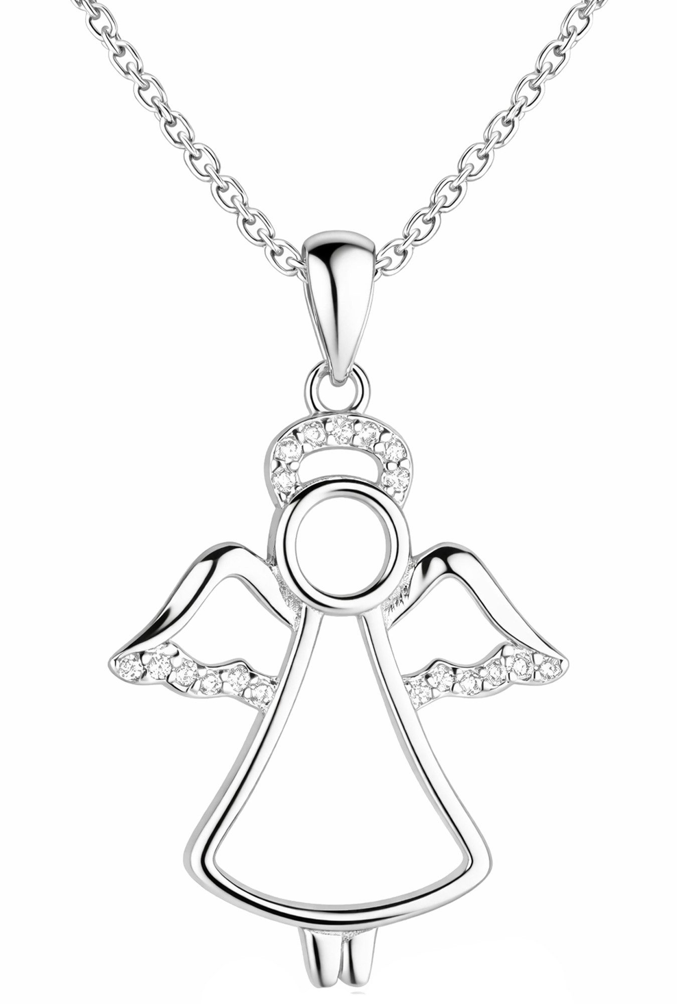 Limana Kette mit Anhänger Damen Mädchen Engel Halskette 925 Silber rhodiniert Schutzengel (Kinderschmuck Schmuck inkl. Dose Silberschmuck Geschenk für Geburtstag), Ostern Einschulung Schulanfang Nikolaus Kommunion Weihnachten