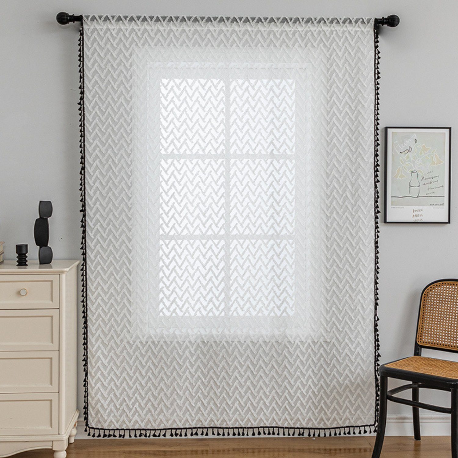 BYSURE Gardine, Stangendurchzug (1 St), halbtransparent, günstig online kaufen