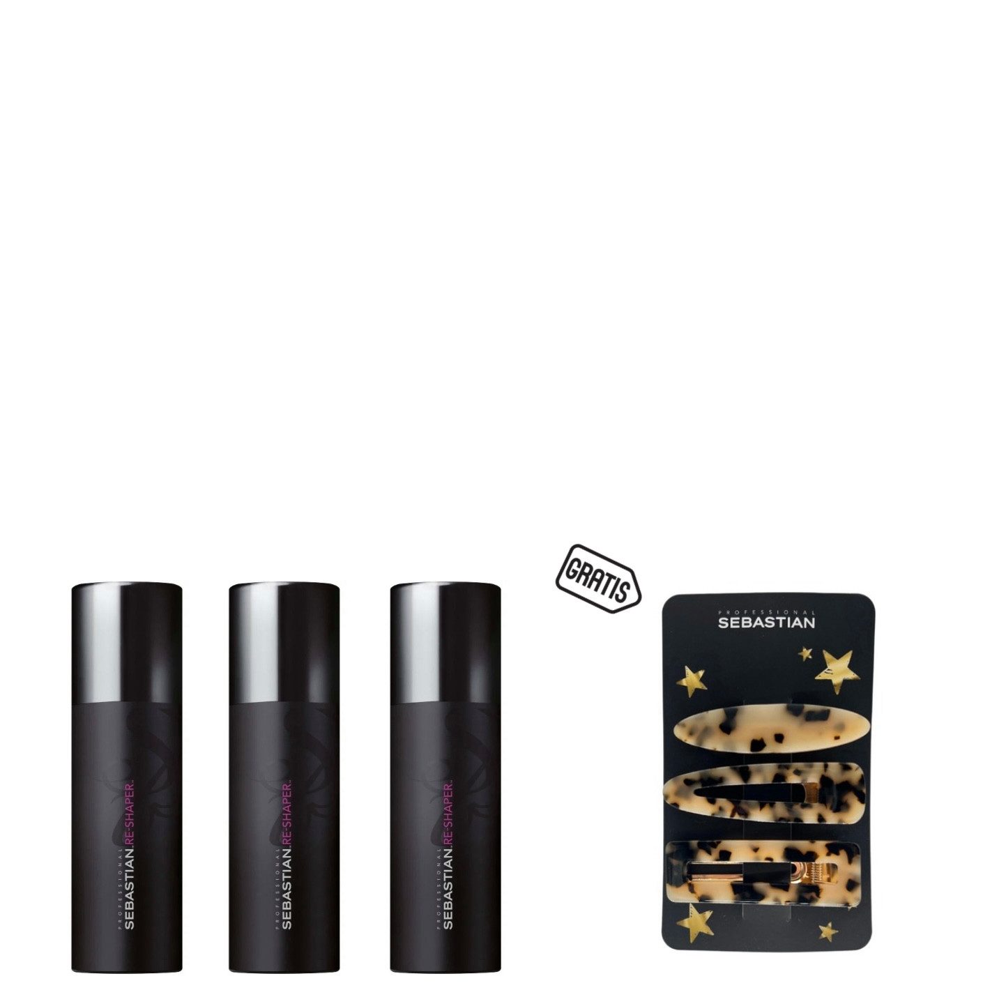 Sebastian Professional Haarspray Re-Shaper Strong Hold Haarspray 3x 50 ml + Haarspangen