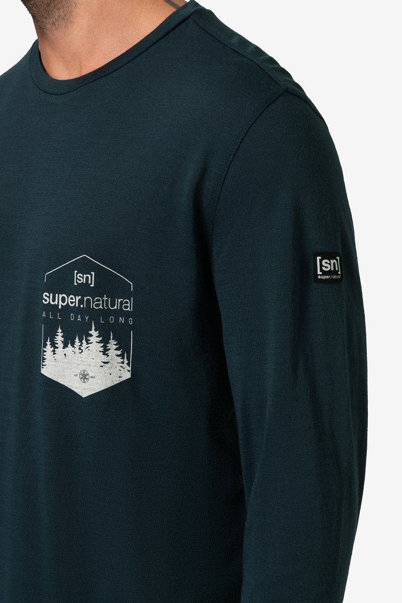 Merino M Blueberry/Feather funktioneller LS DAY LONG Merino-Materialmix ALL SUPER.NATURAL Grey Longsleeve Langarmshirt