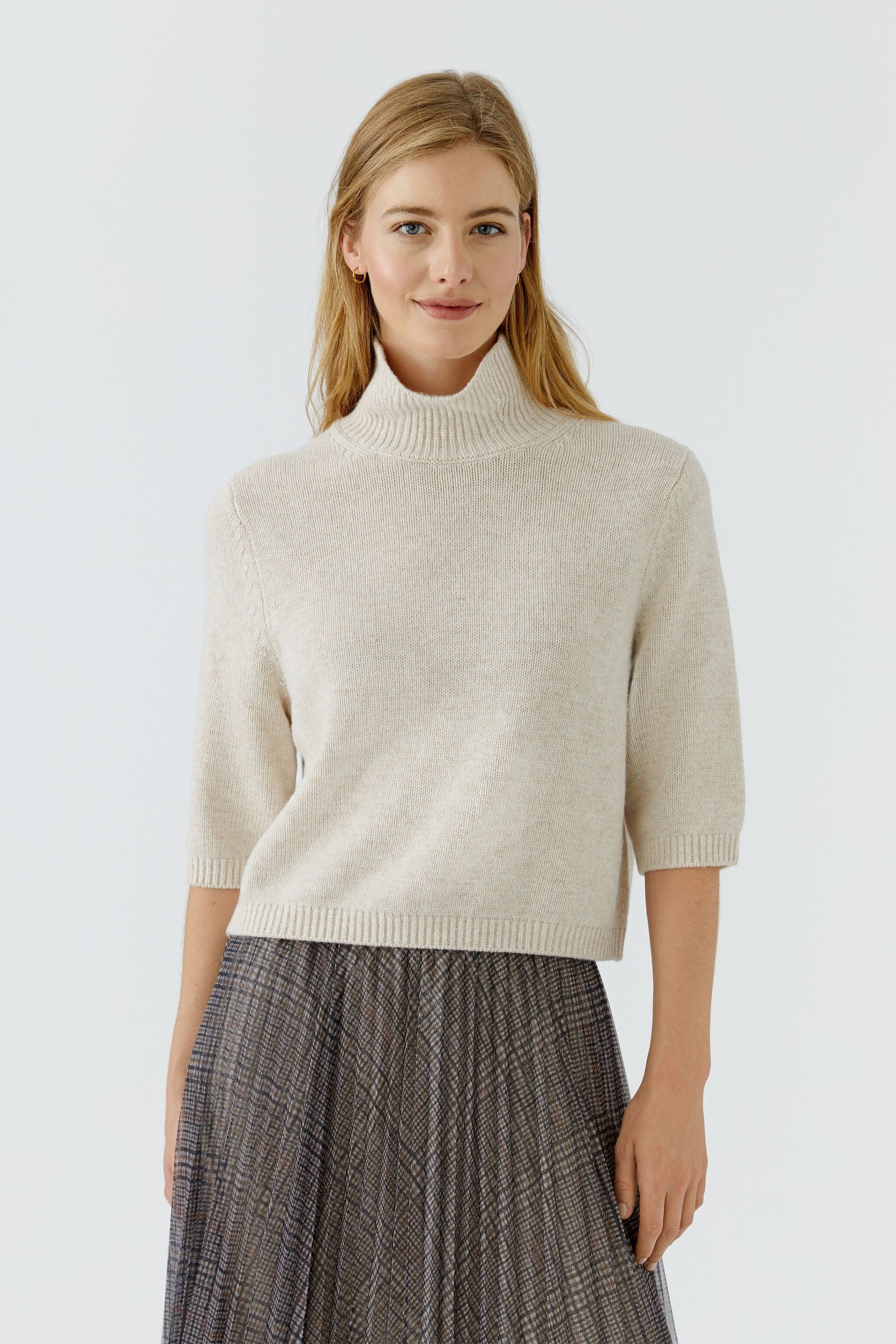 Oui Strickpullover Schmal geschnitten Rollkragen