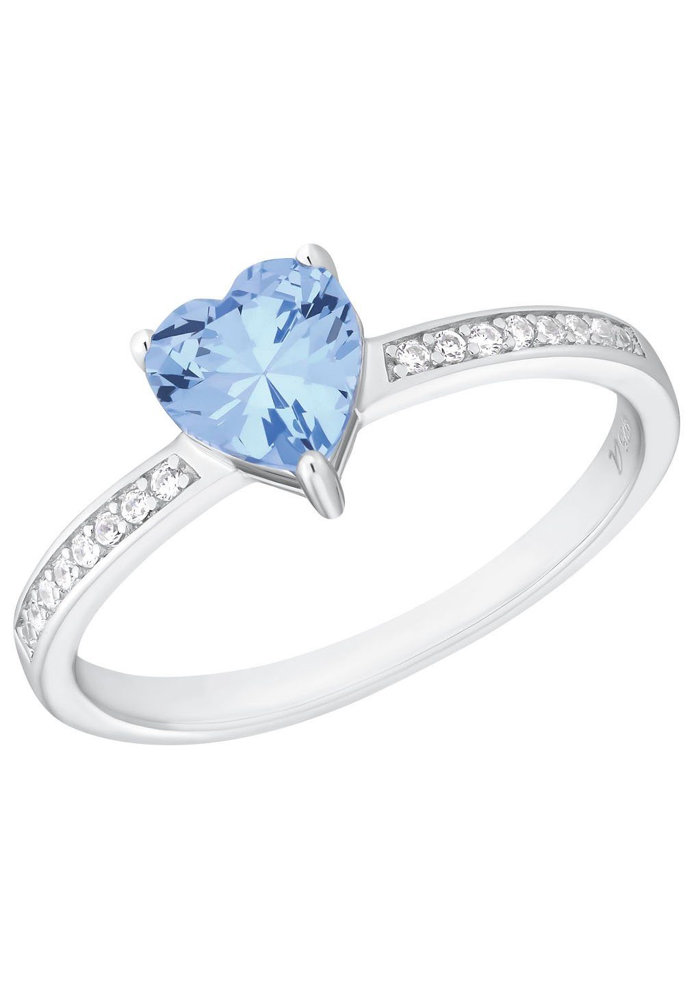 Fingerring (synth) mit Amor Zirkonia Aquamarine,