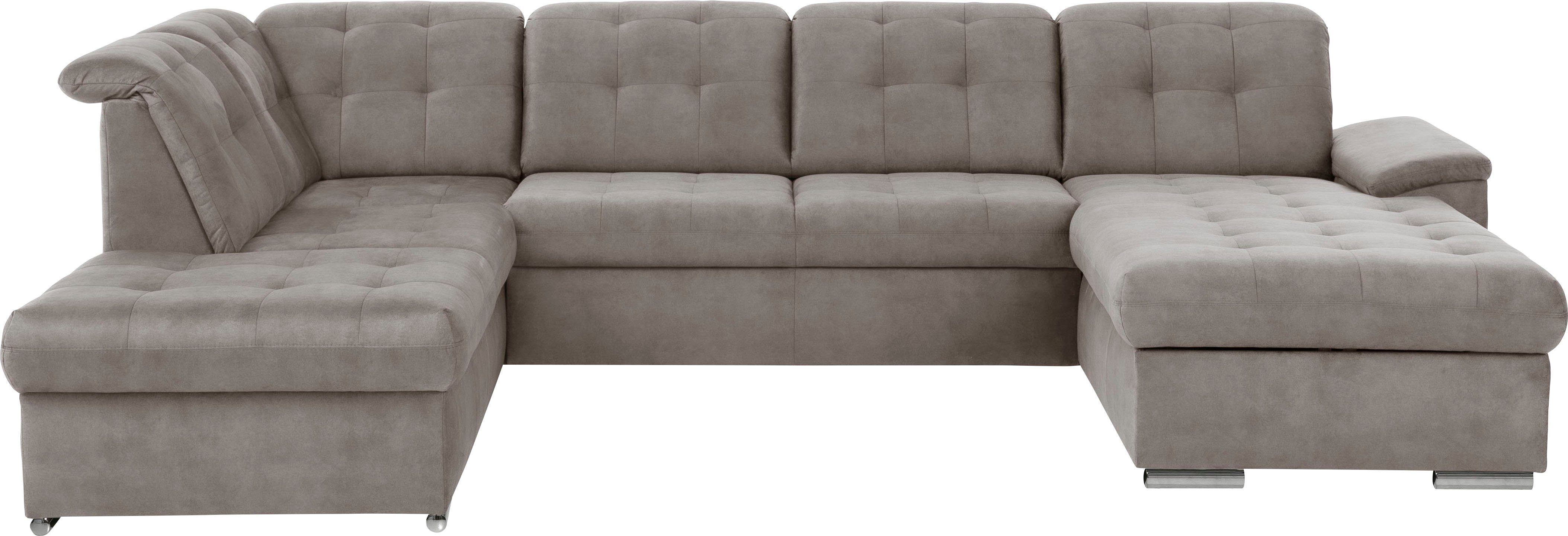 exxpo - sofa fashion Wohnlandschaft Durango, aufwendige Sitz- und Rückenverarbeitung, bequem, U-Form, inkl. Kopfteilverstellung, wahlweise mit Bettfunktion und Bettkasten