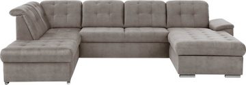 exxpo - sofa fashion Wohnlandschaft Durango, U-Form, 4 Teile, Kopfteilverstellung, wahlweise mit Bettfunktion und Bettkasten