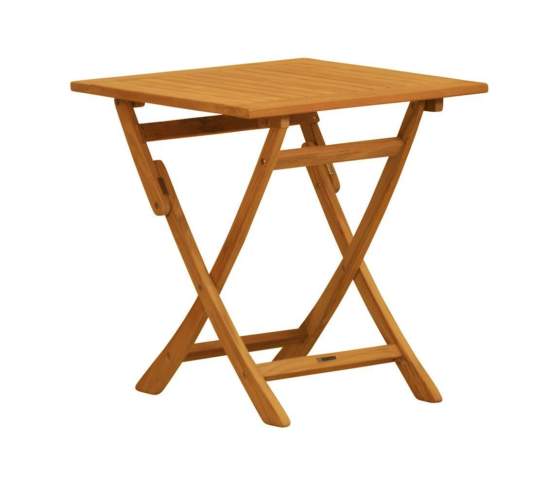Kai Wiechmann Klapptisch Teak Falttisch 70 x 70 cm als wetterfester Gartentisch aus Teak, klappbarer und unbehandelter Teakholztisch