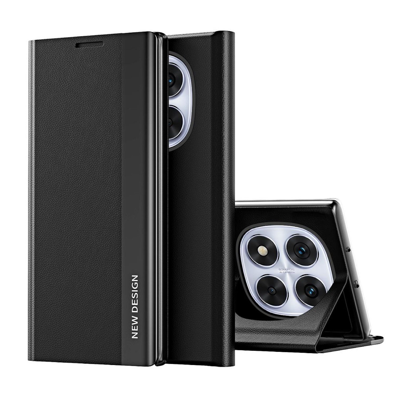 Wigento Smartphone-Hülle Für Xiaomi Redmi Note 14 Pro 5G Electroplated Flip Kunstleder Hülle, Seiten-Elektroplattierung, Flip-Stand, Adsorptionsfunktion