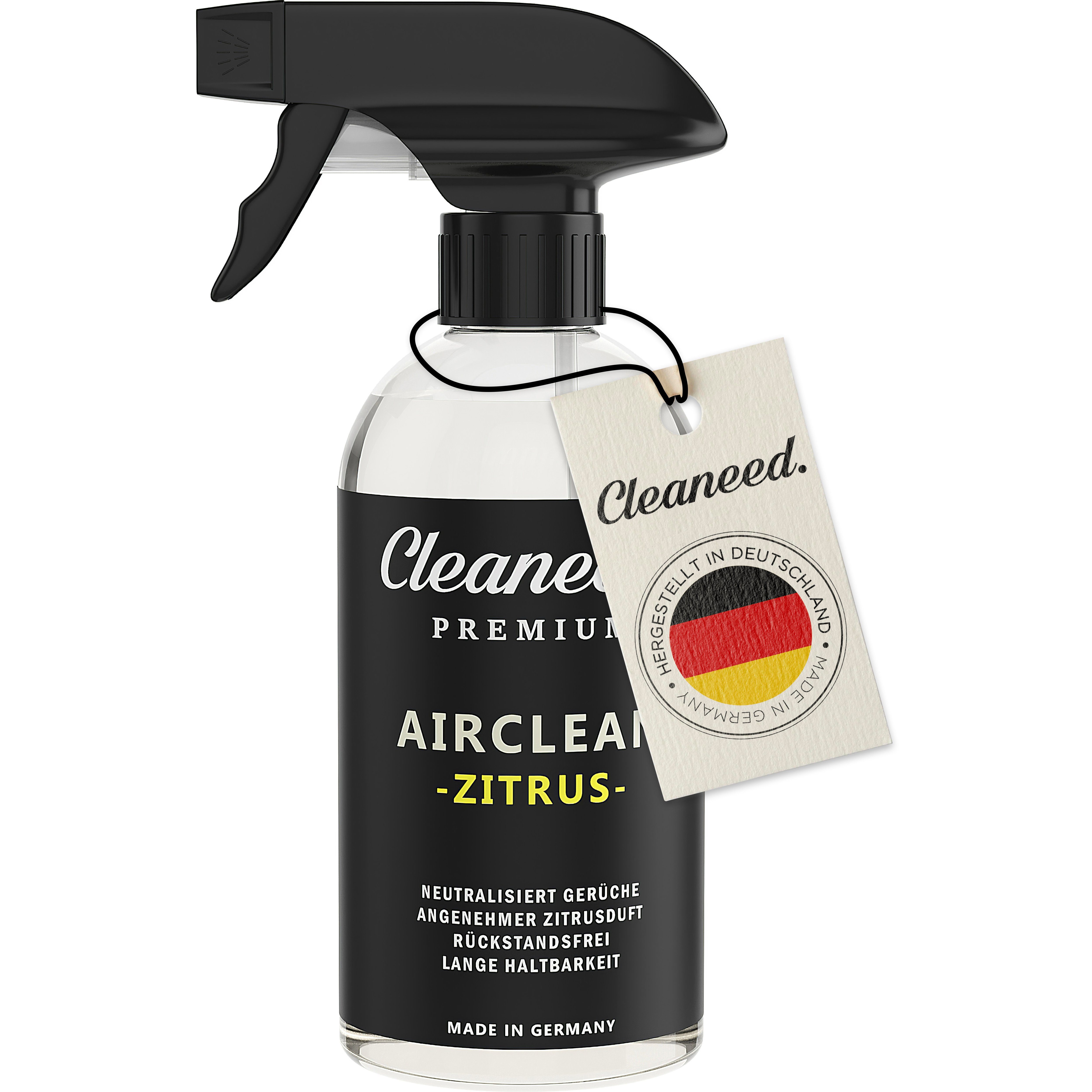 Cleaneed Premium Airclean Zitrus Cockpit-Reiniger (Made in Germany – Rauchgeruch Entferner, Neuwagenduft)