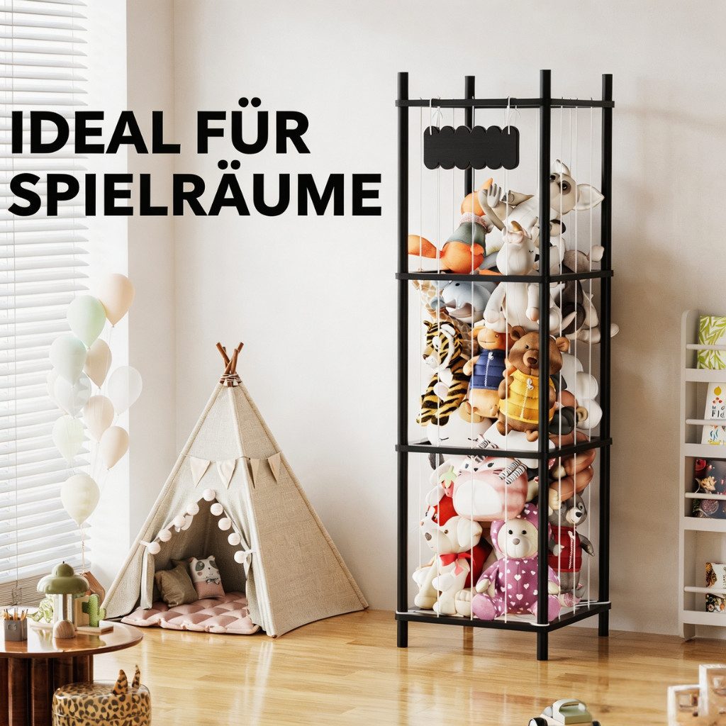 SpaceAid Kinderregal Holz Kuscheltier Aufbewahrung, Stofftier Aufbewahrung, Vertikal platzsparend – Bild 4 von 5