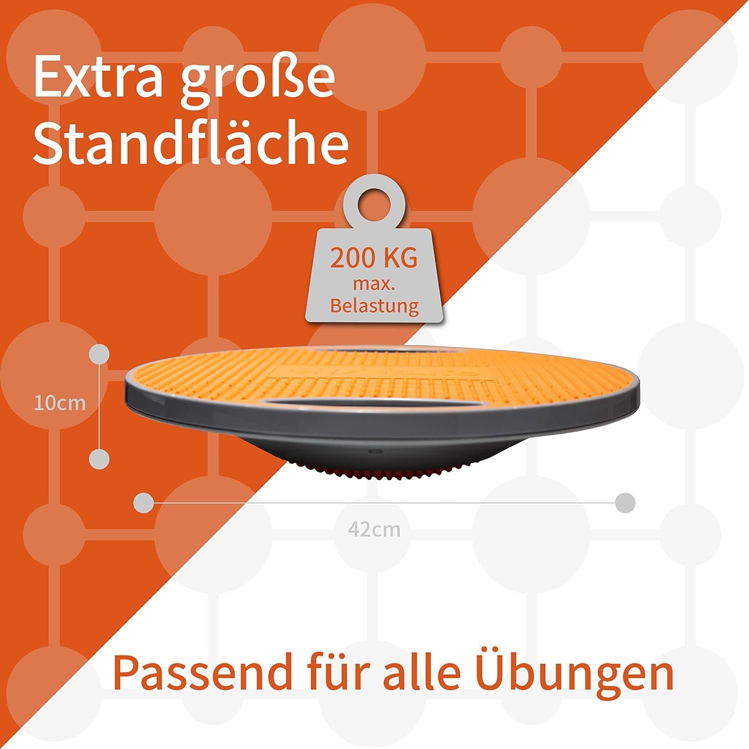 DH FitLife Balanceboard Wackelbrett, Balance Pad mit Griffen, Gleichgewichtstrainer, Ø 42cm, max. 200 KG, ideal für Gleichgewichtstraining