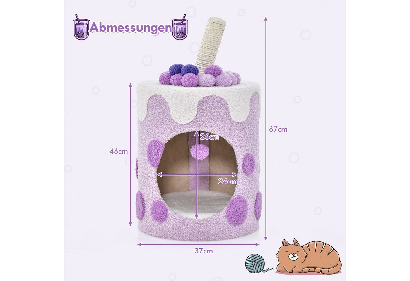 Thumbnail - KOMFOTTEU Katzentoilette, Multifunktionale Katzenhöhle mit waschbaren Kissen Sisalpfosten