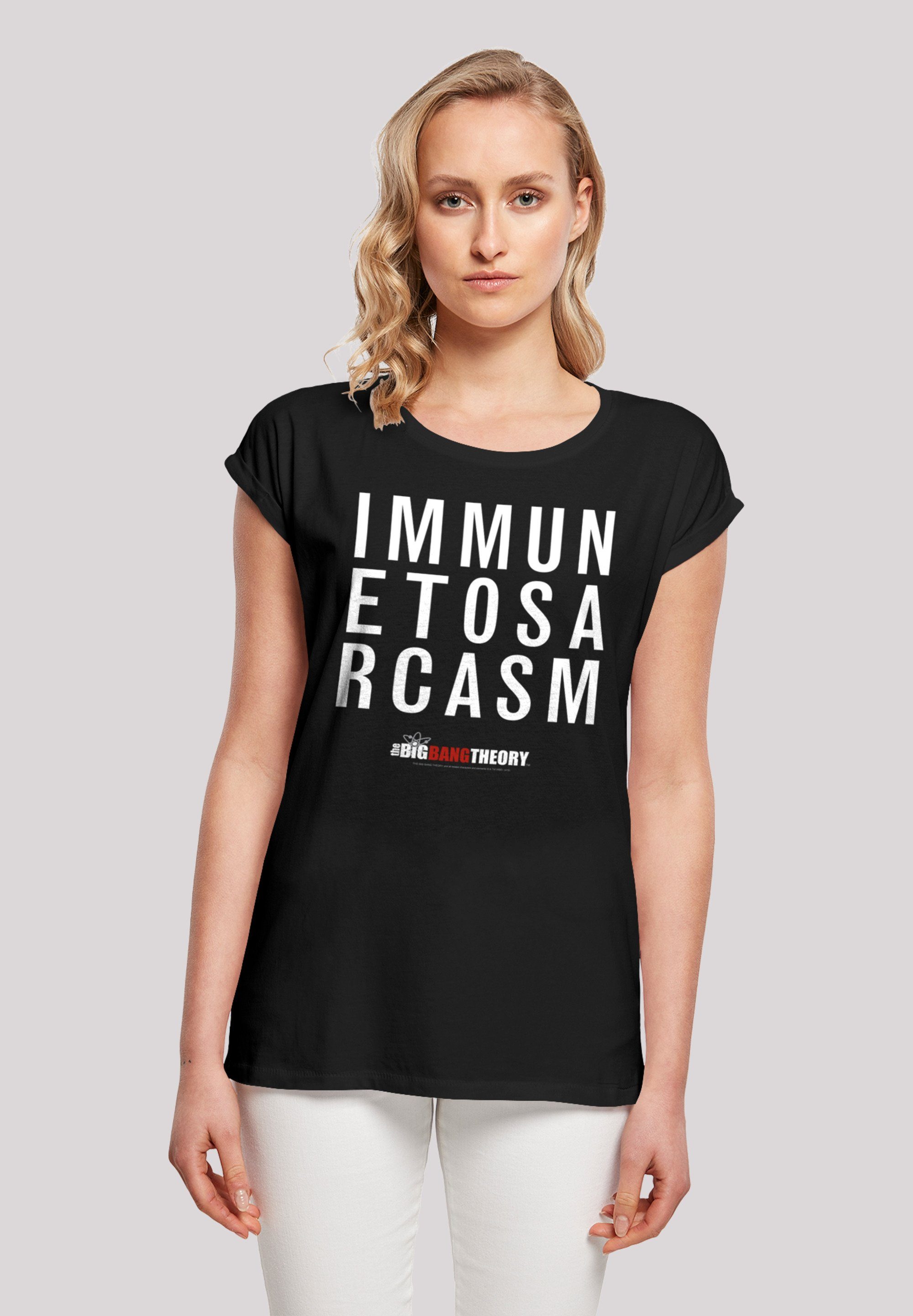 F4NT4STIC T-Shirt Extended Shoulder Ärmel,Bedruckt To Theory Bang Damen,Premium Immune Merch,Regular-Fit,Kurze Sarcasm\' Shirt \'Big