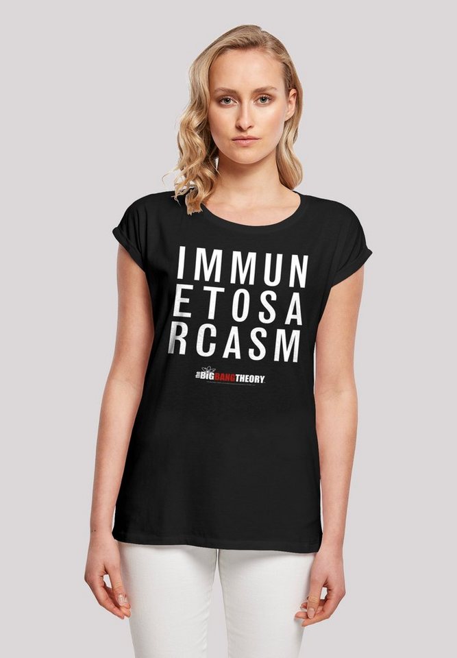 F4NT4STIC T-Shirt Extended Shoulder Shirt 'Big Bang Theory Immune To  Sarcasm' Damen,Premium Merch,Regular-Fit,Kurze Ärmel,Bedruckt