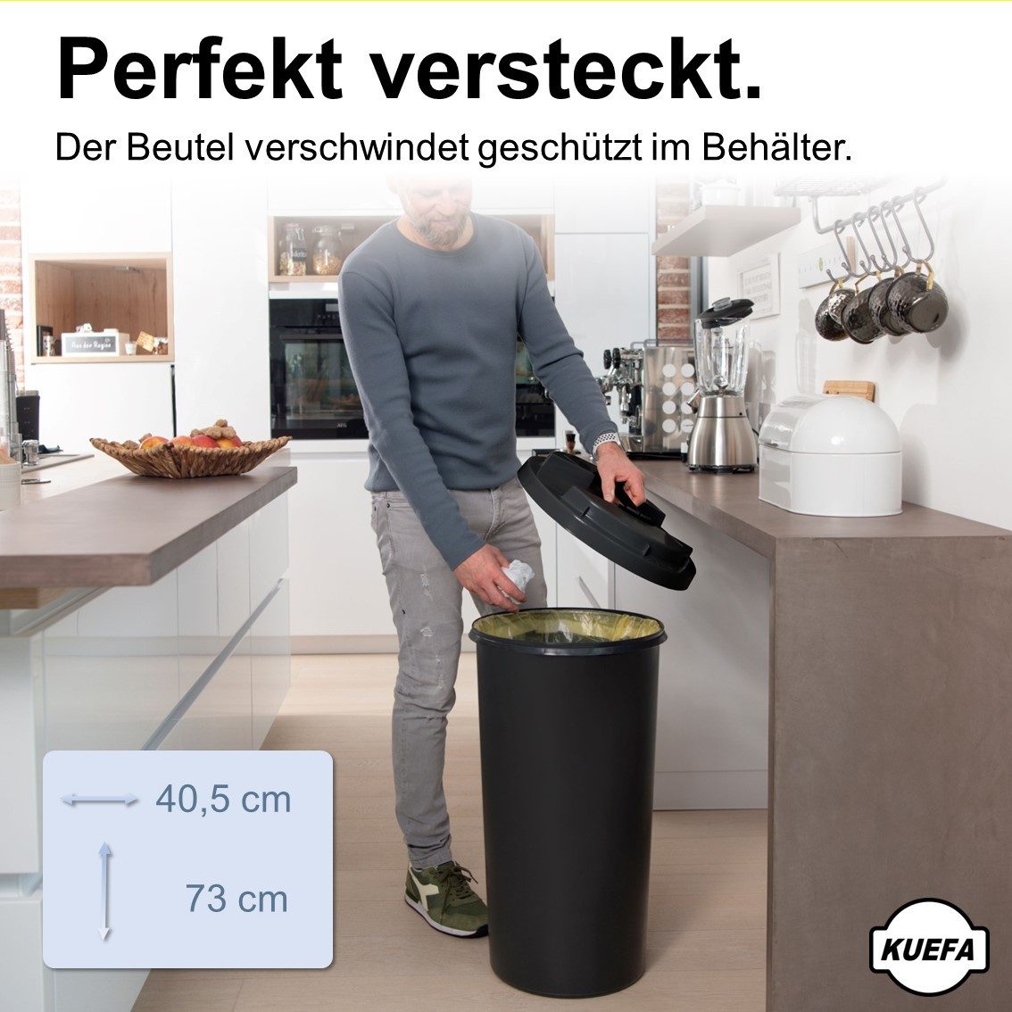 KUEFA Müllsackständer BSC 60L Mülleimer Gelber Sack, inkl. Klemm-Ring, UV-beständig – Bild 5 von 5