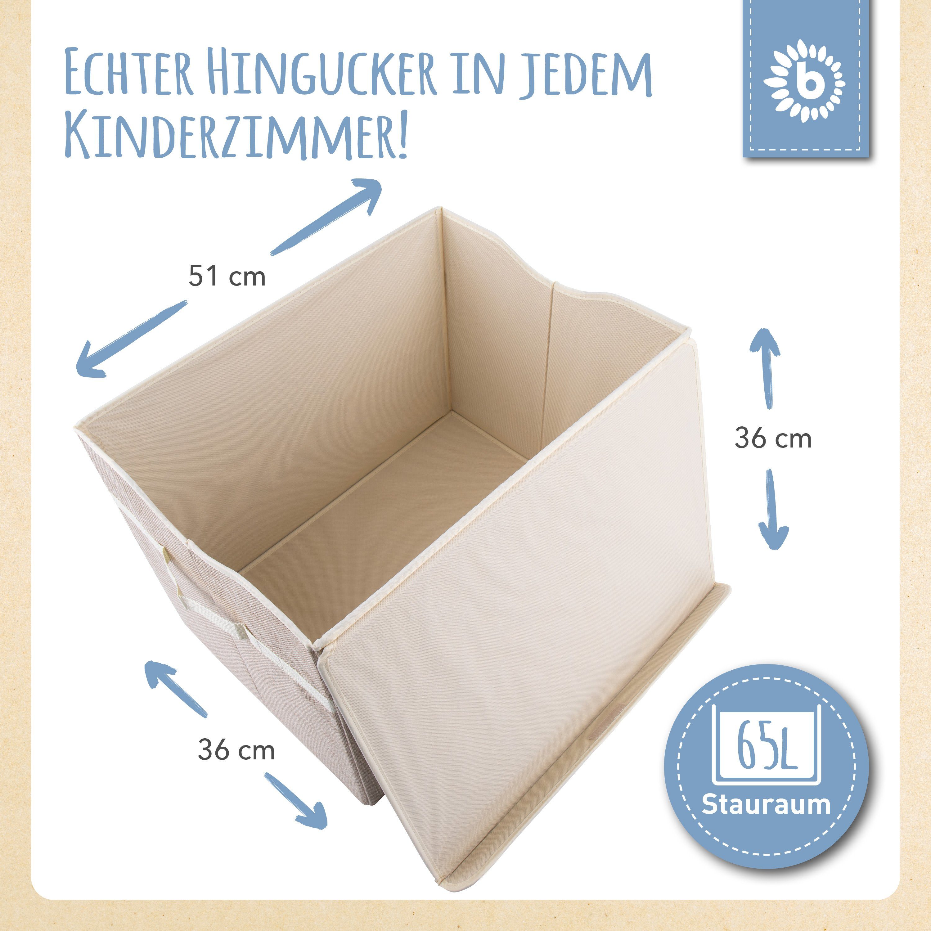 BIECO Spielzeugtruhe Bieco Kinder Aufbewahrungsbox mit Deckel 65L, faltbar Spielzeugkiste – Bild 3 von 5