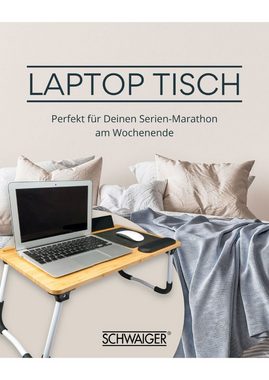 Schwaiger Laptoptisch 659924 (Laptop Tisch, Laptops bis max. 16 Zoll), integriertes Mauspad, mit Smartphone-Halterung