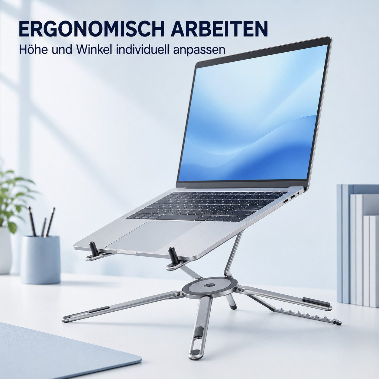 Luckice Handy-Halterung 3-in-1 Laptopständer mit Magnet, faltbar, 8-stufig höhenverstellbar, (bis 13 Zoll, Packung, Für 4-16 Zoll Laptop/Tablet/Mobiltelefon, Ma – Bild 2 von 5