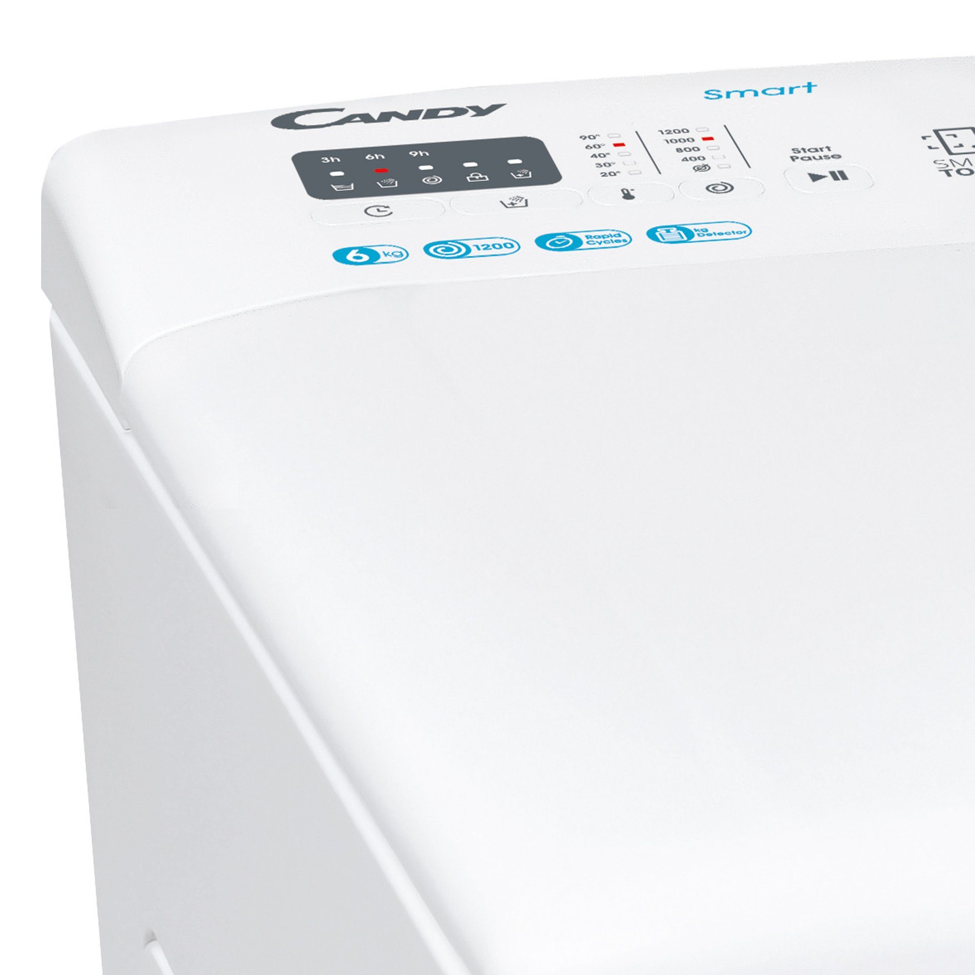 Candy Waschmaschine Toplader Smart Design CST 26LE/1-S, 6 kg, 1200 U/min,  Mix Power System, NFC-Technologie, LED-Display