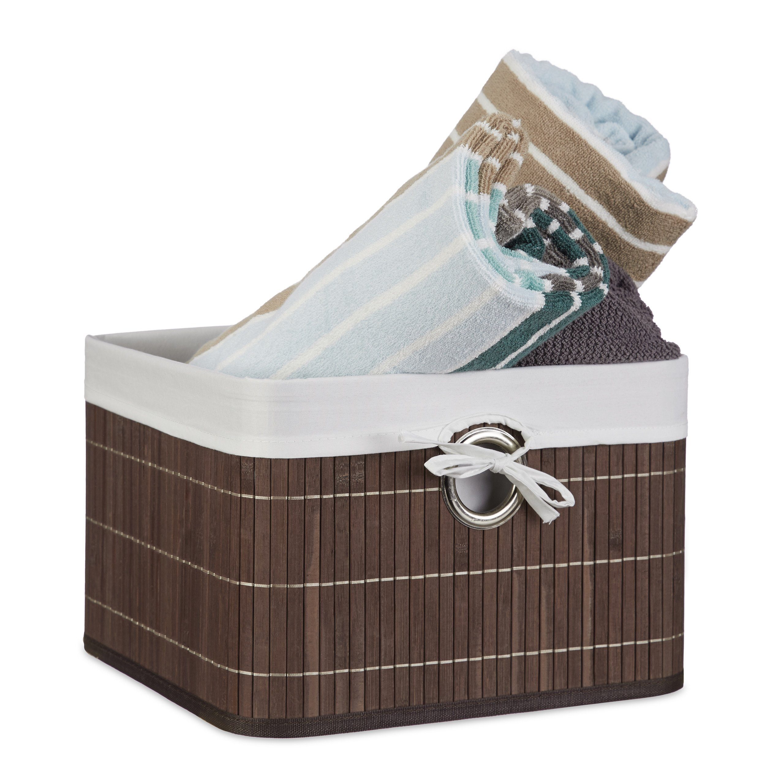 relaxdays Aufbewahrungskorb Bambus, Braun günstig online kaufen