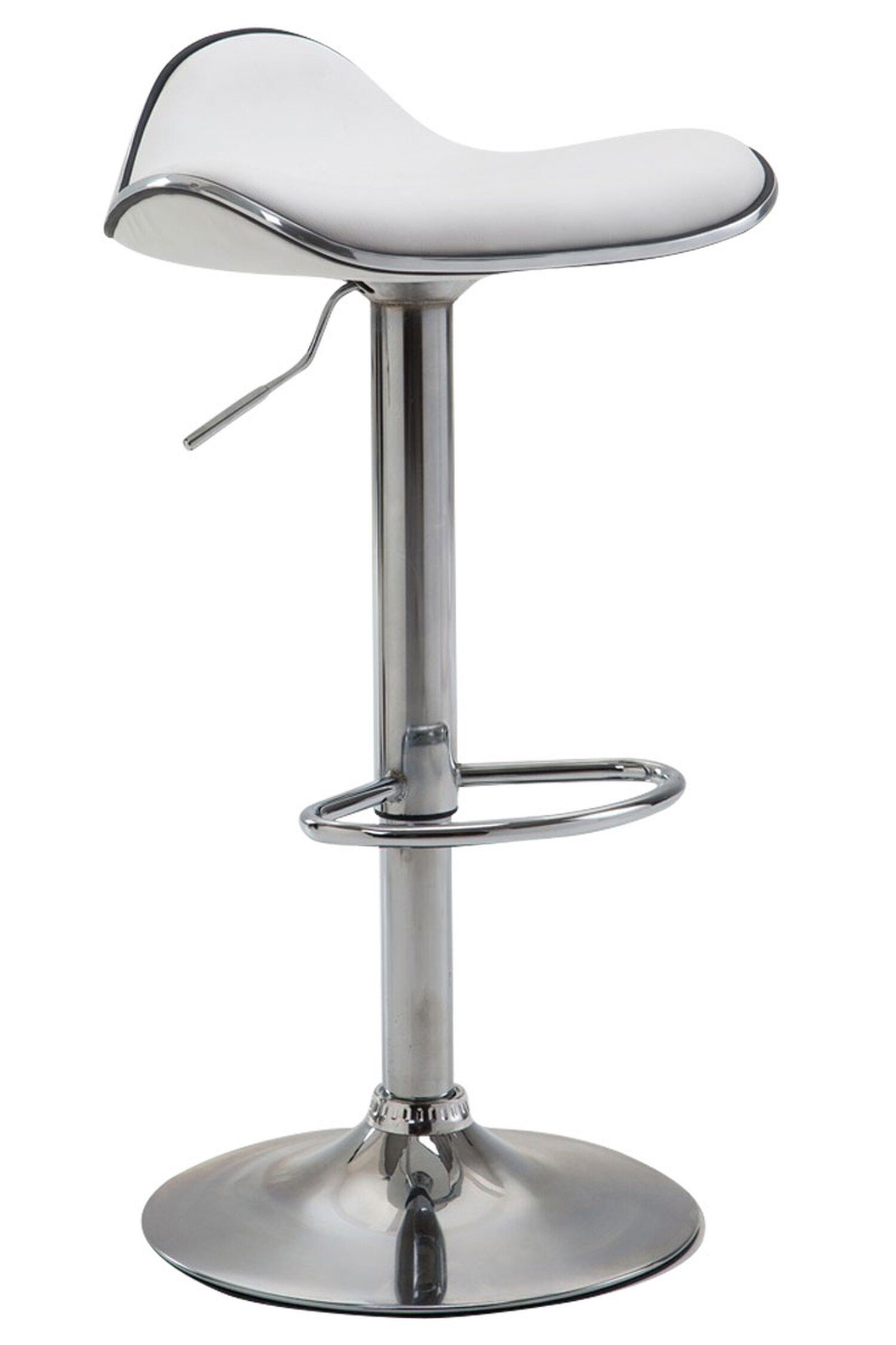 TPFLiving Barhocker Shangrila (Barstuhl höhenverstellbar - Hocker für Theke & Küche - Tresenhocker), 360° drehbar - chromfarbener Stahl - Sitzfläche: Kunstleder Weiß