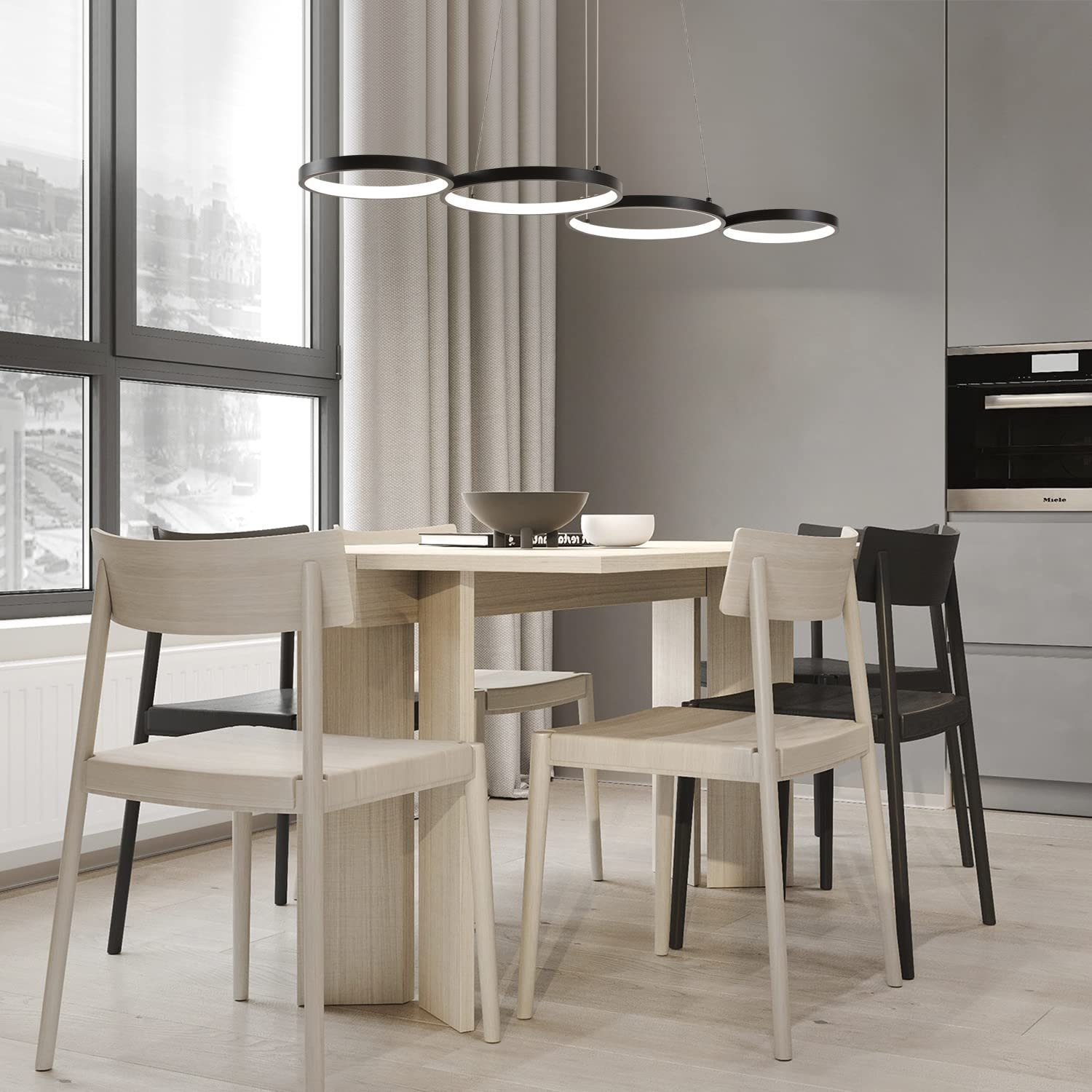 ZMH LED Pendelleuchte Wohnzimmer Modern 4 Flammig Hängelampe Dimmbar mit Fe günstig online kaufen