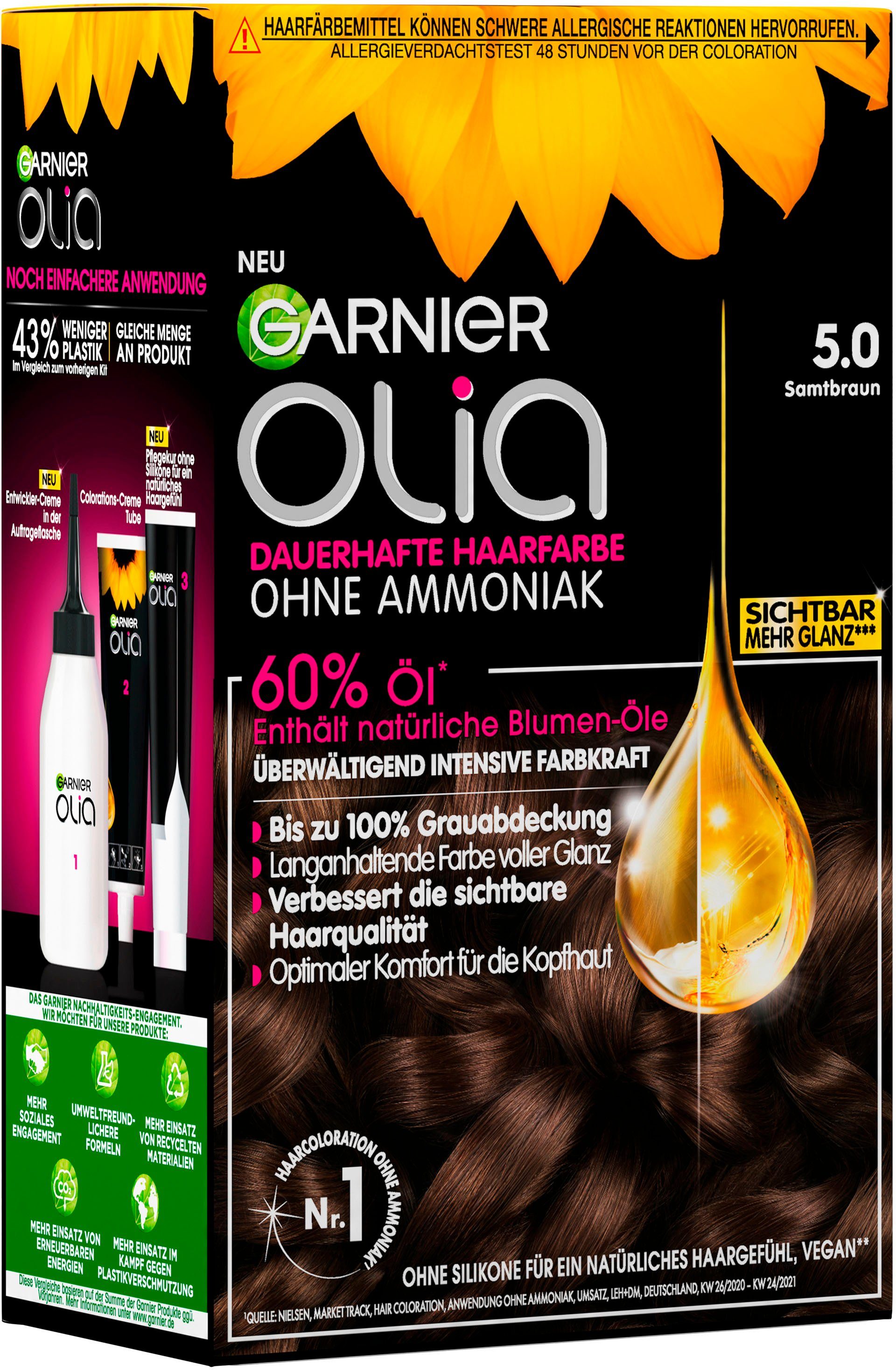 Ölbasis Coloration Haarfarbe, Garnier Olia Set, 3-tlg., GARNIER dauerhafte