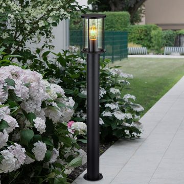 Globo Sockelleuchten, Leuchtmittel nicht inklusive, Stehleuchte Gartenlampe, Metallstäbe schwarz glas rauchfarben, H 100cm