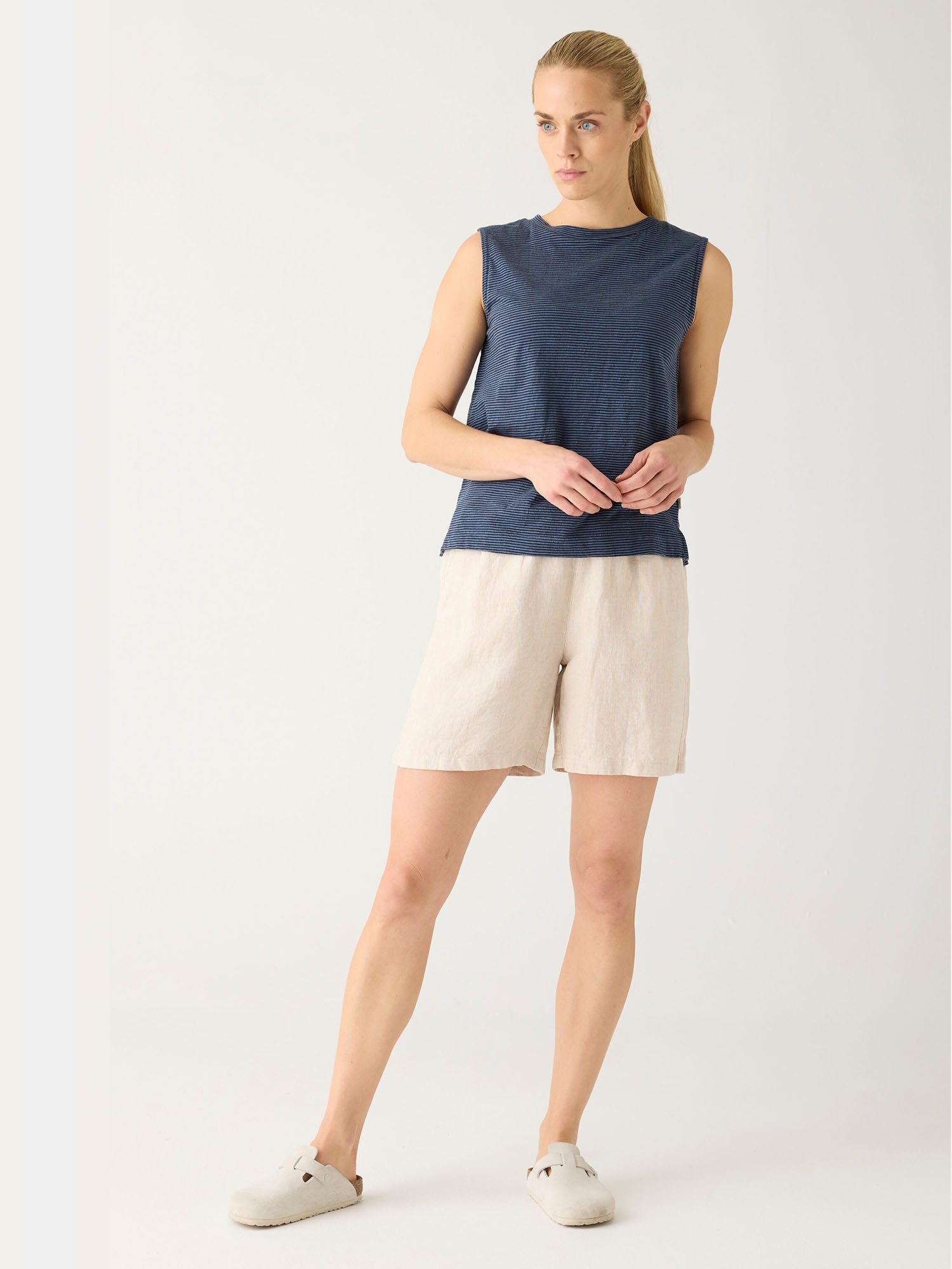 KnowledgeCotton Apparel Shorts POSEY wide mid-rise linen shorts