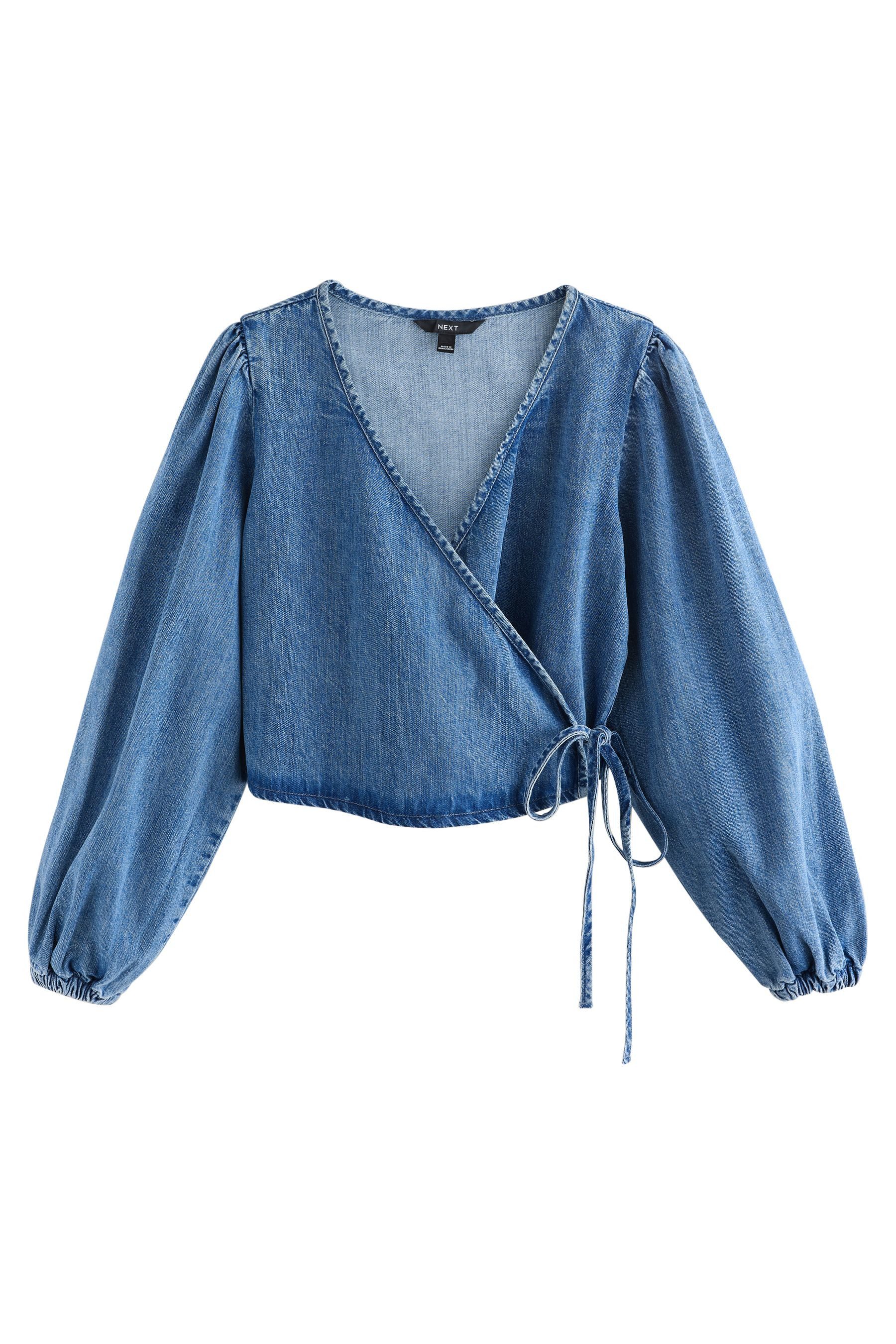 Next Jeanshemd Wickelbluse aus Jeansstoff (1-tlg) günstig online kaufen