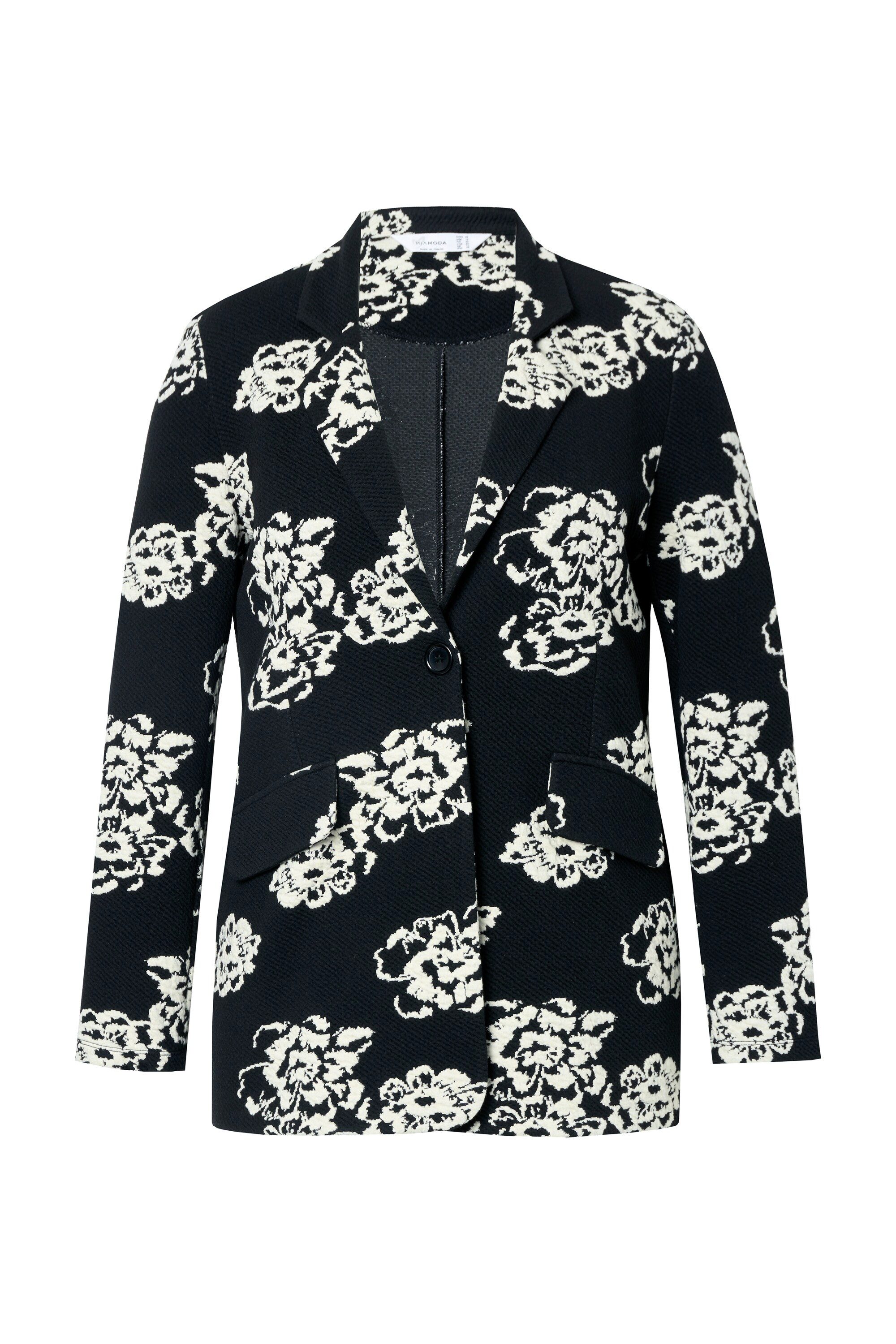 MIAMODA Blusenblazer Jersey-Blazer schmale Form Jacquard Blumenmuster