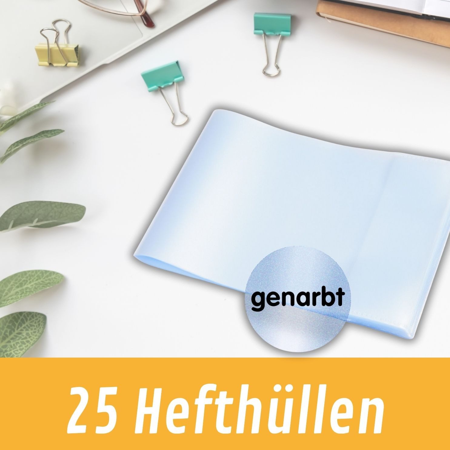 perfect line Schulheft 25 Hefthüllen DIN A5 Querformat, genarbt transparent, 85 my, PP, säurefrei, dokumentenecht, Made in EU
