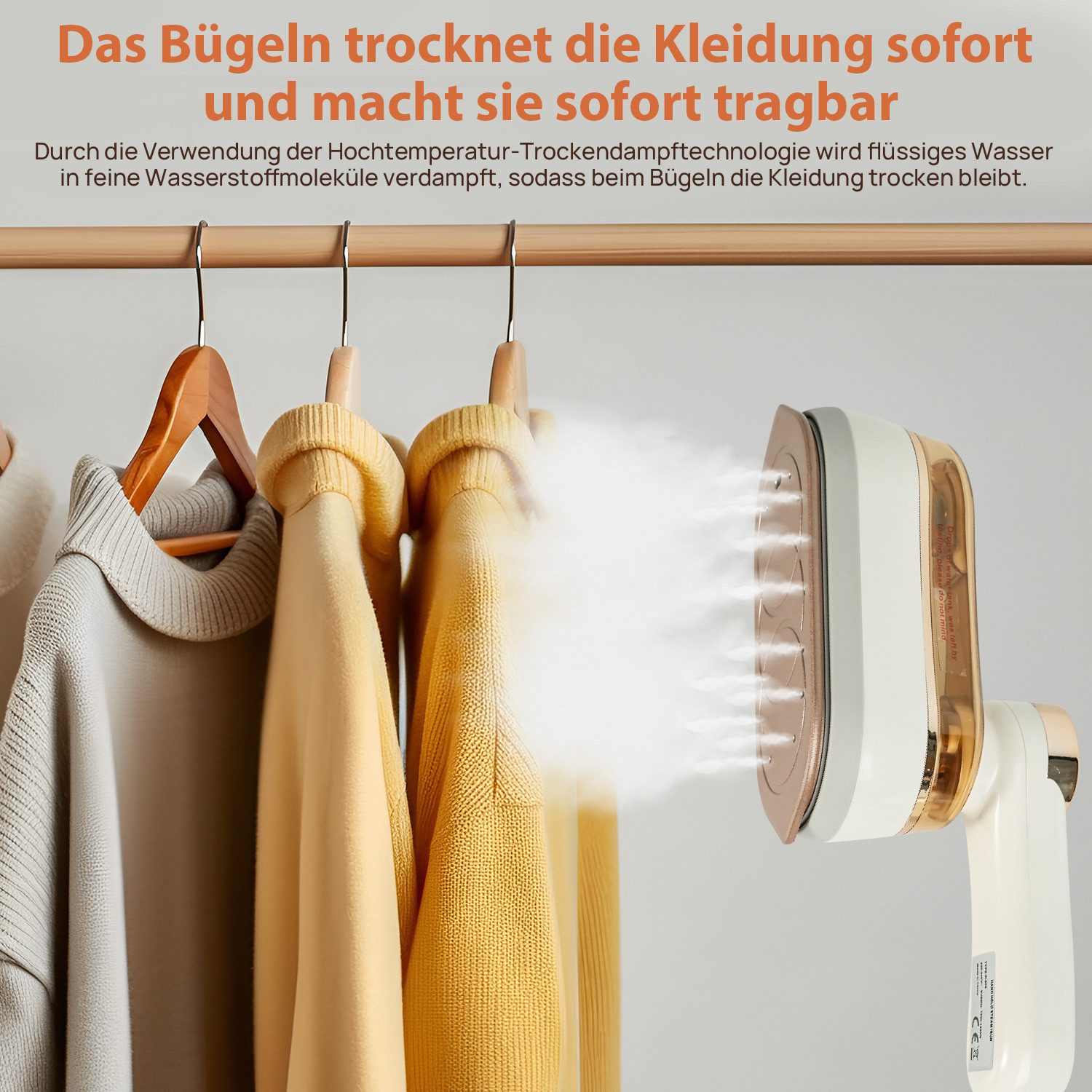 7MAGIC Dampfbügeleisen 2-IN-1 Dampfglätter,Handheld Steamer tragbares, 1200,00 W, Hand Dampfbürste 180ml Tank, – Bild 4 von 5