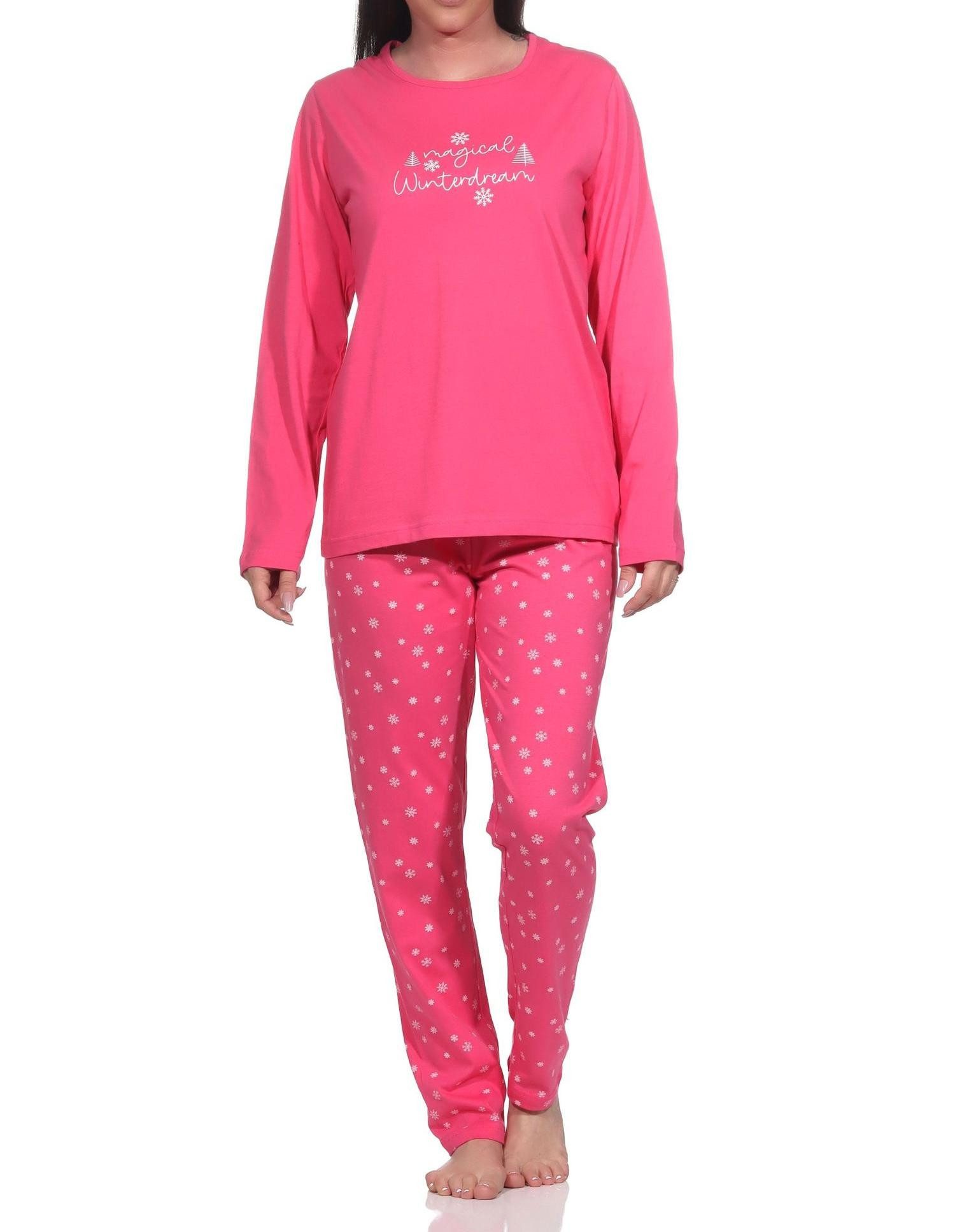 Normann Pyjama Normann Damen langarm Schlafanzug in wunderschöner Eiskristall Optik