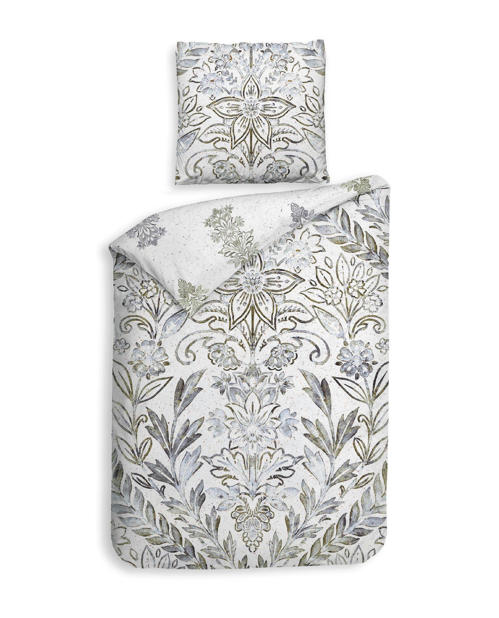 Heckett and Lane Bettwäsche Heckett & Lane Baumwoll-Bambus Bettwäsche 135x200 Ibernia White Wende, Mako-Satin, 2 teilig