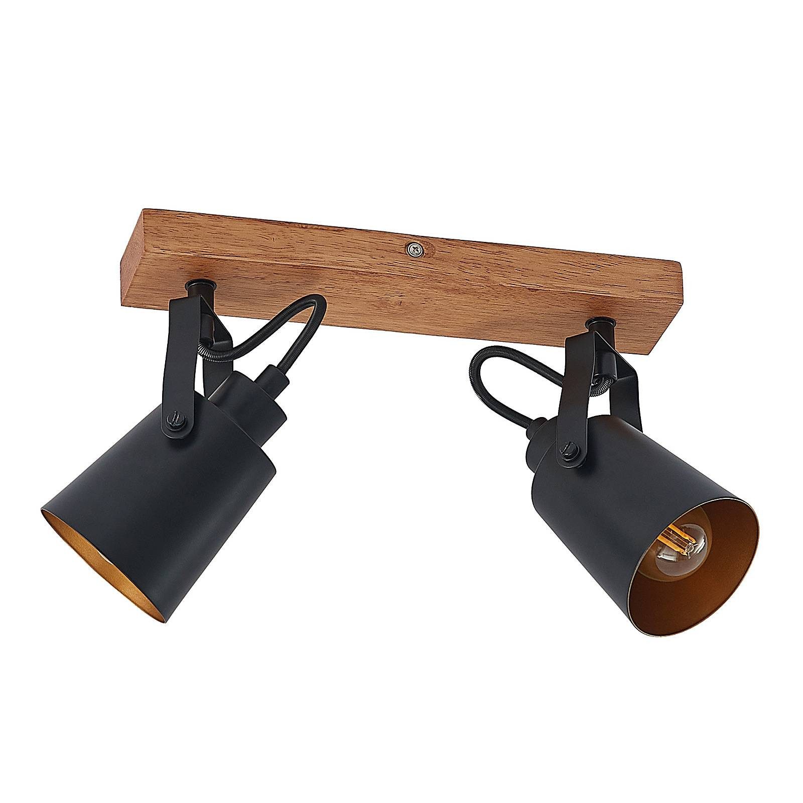 Lindby Deckenstrahler Kimban, LED, Holz IP20, 2 x 10 W LED