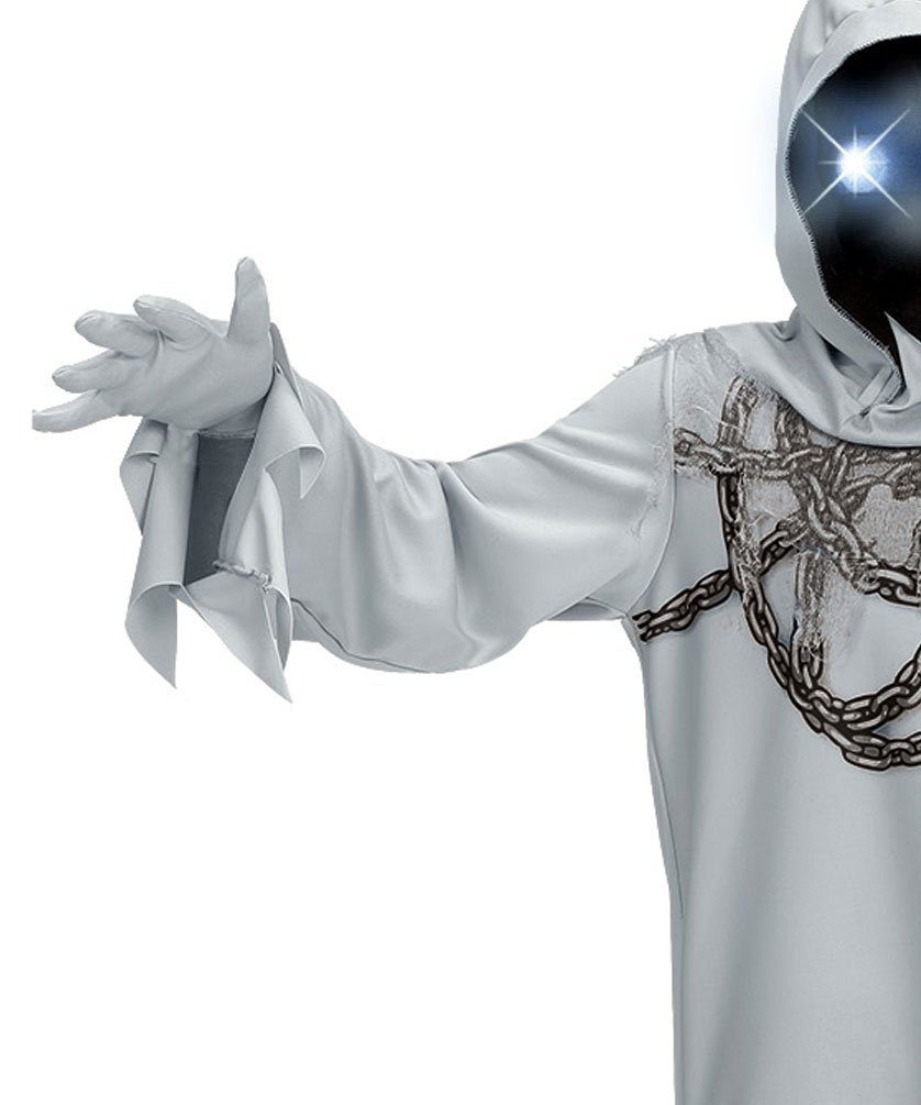 Karneval-Klamotten Kostüm Geister Gespenst Kinder mit leuchtenden Augen, Halloween Kapuzenumhang grau mit Maske mit leuchtenden Augen